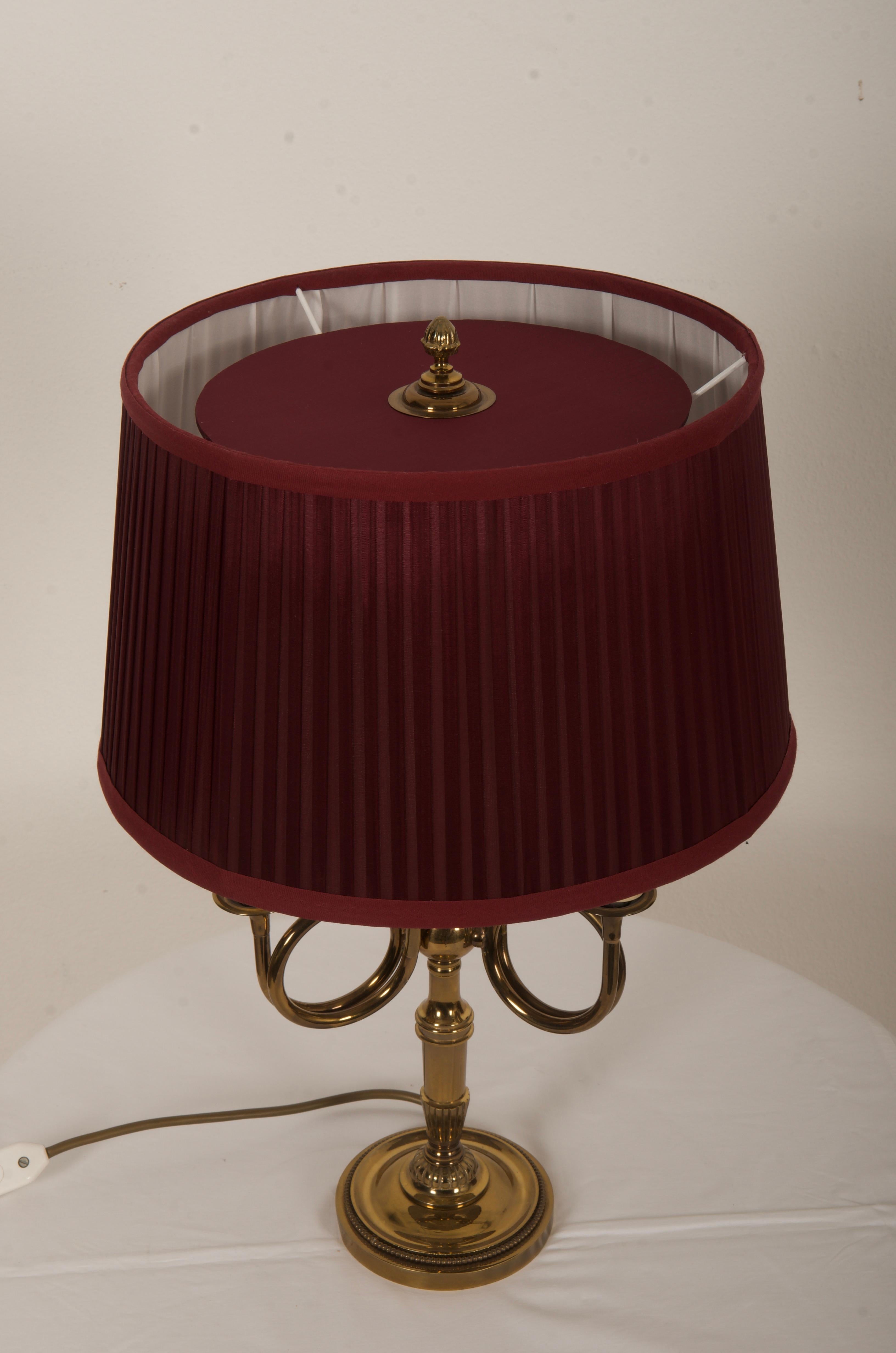 Mid-20th Century French Empire Brass Horn Shaped Table Lamp