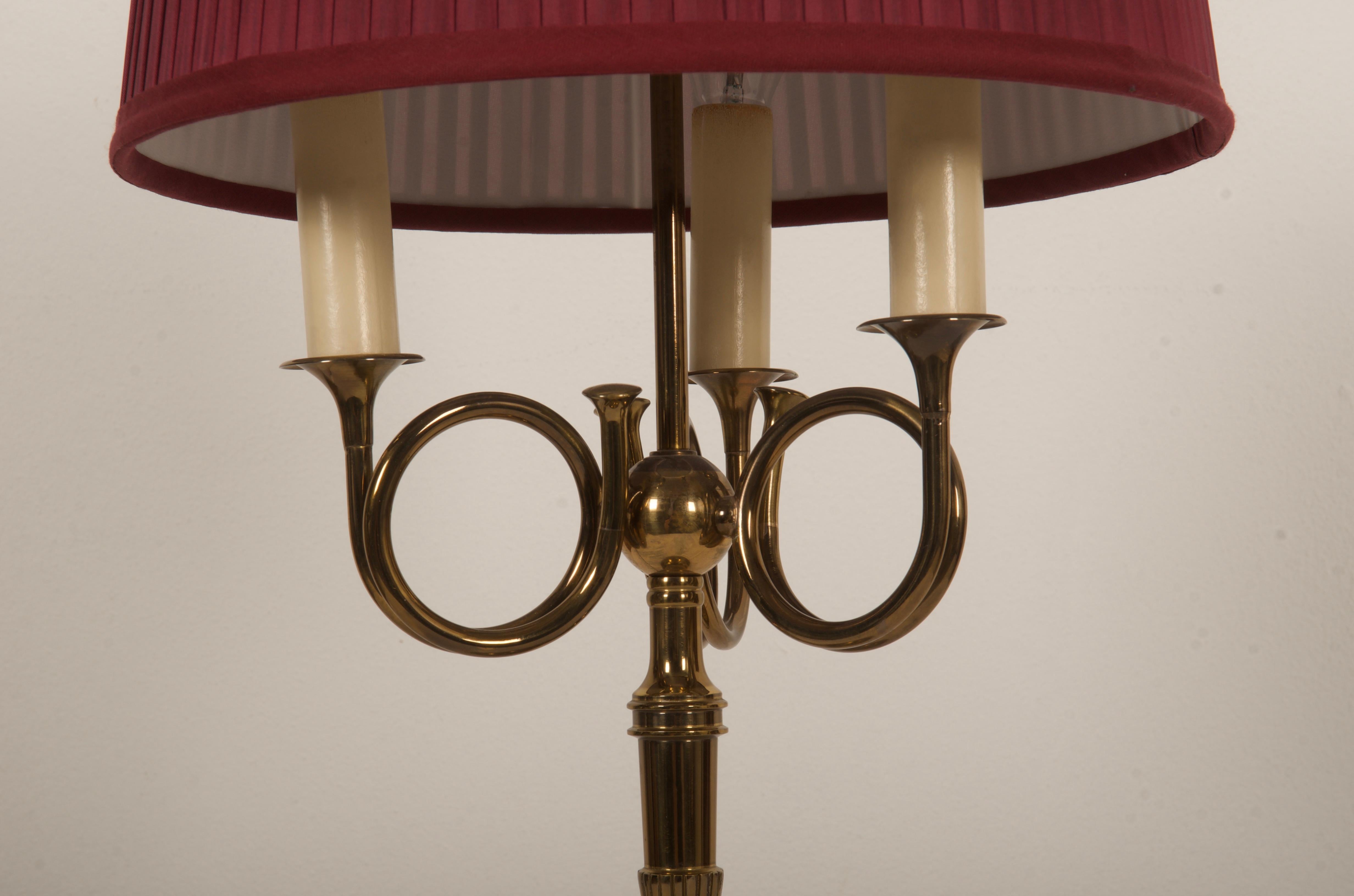 French Empire Brass Horn Shaped Table Lamp 2