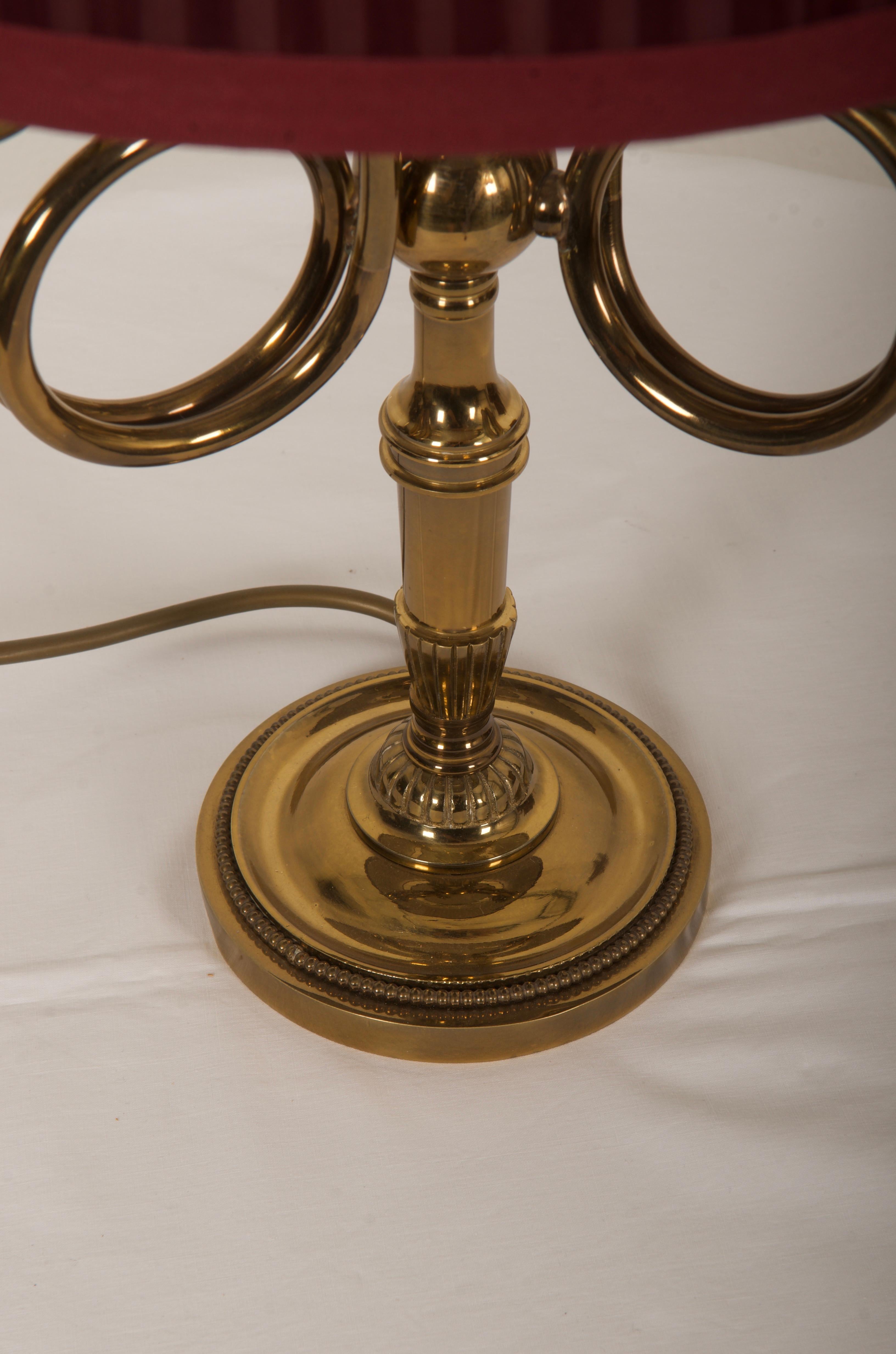French Empire Brass Horn Shaped Table Lamp 3