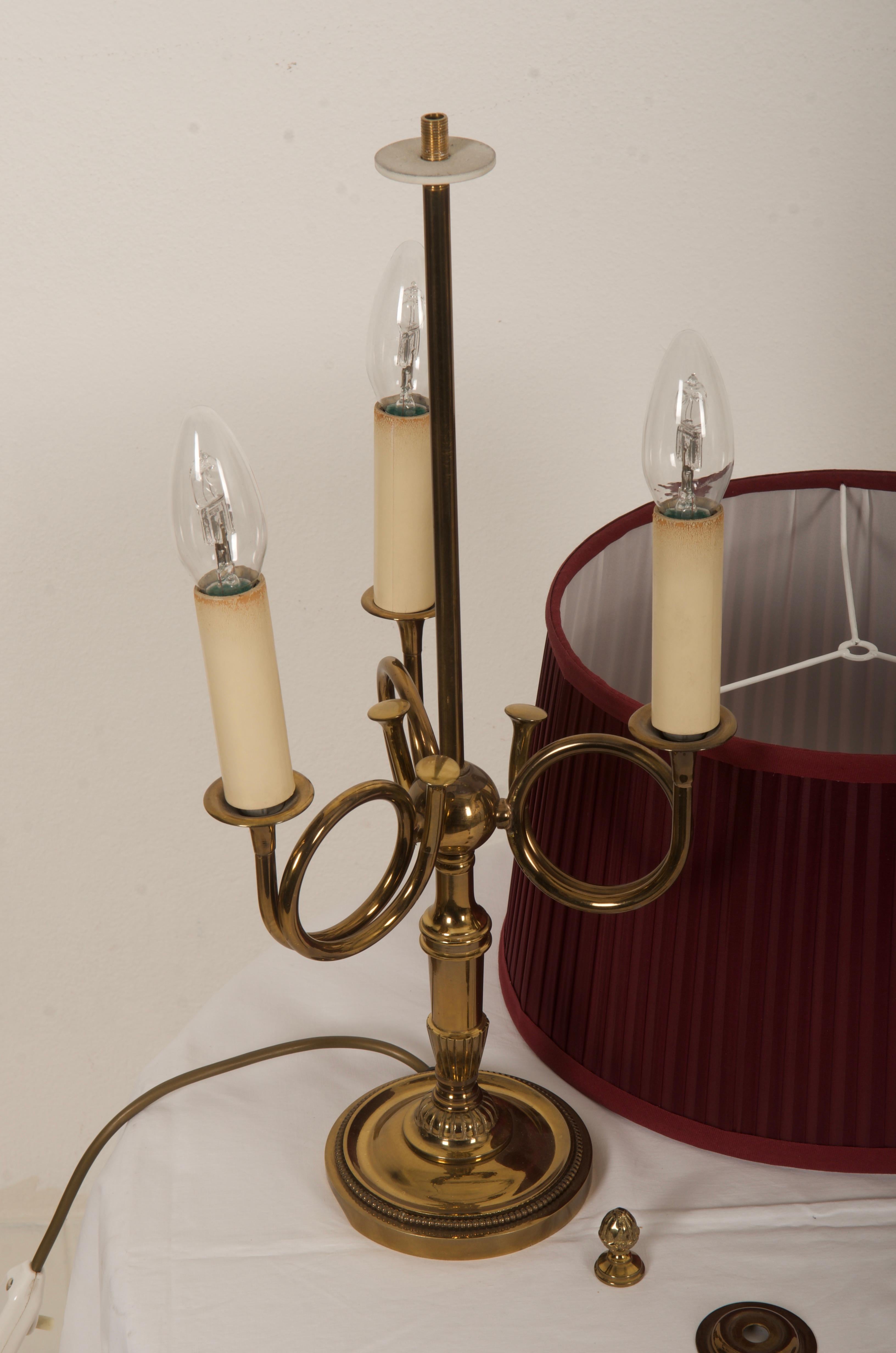 French Empire Brass Horn Shaped Table Lamp 5
