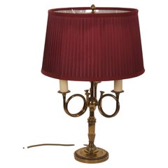 French Empire Brass Horn Shaped Table Lamp
