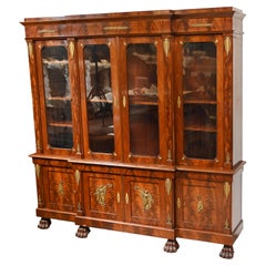 French Empire Breakfront Bookcase Flame Mahogany, 1880