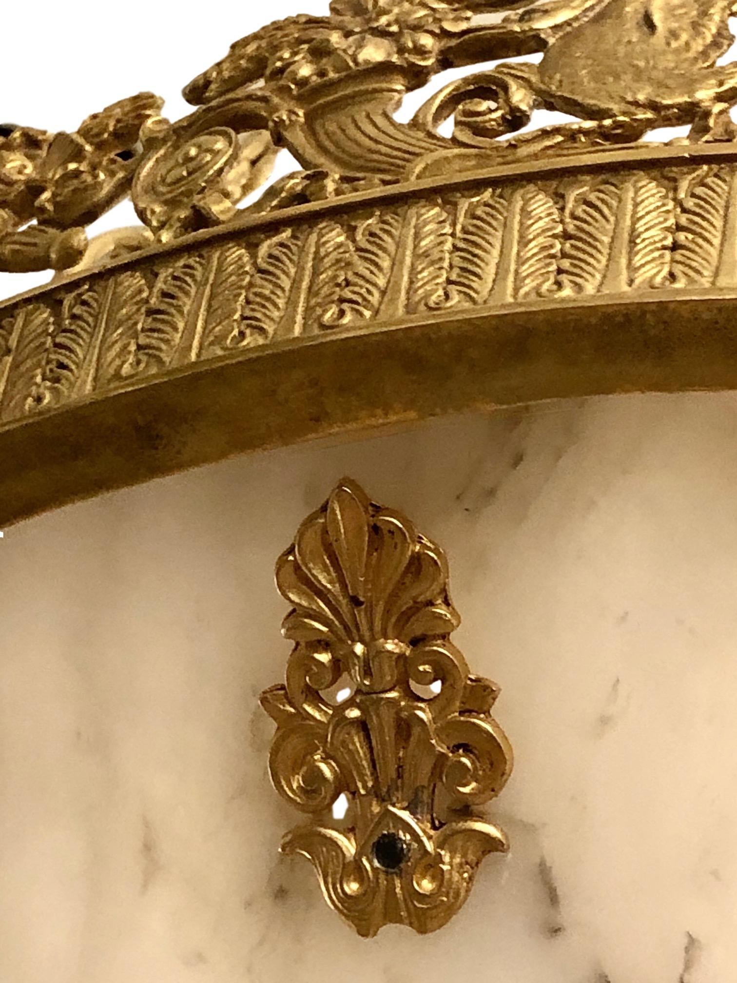 French Empire Bronze and Alabaster Chandelier In Good Condition For Sale In New York, NY
