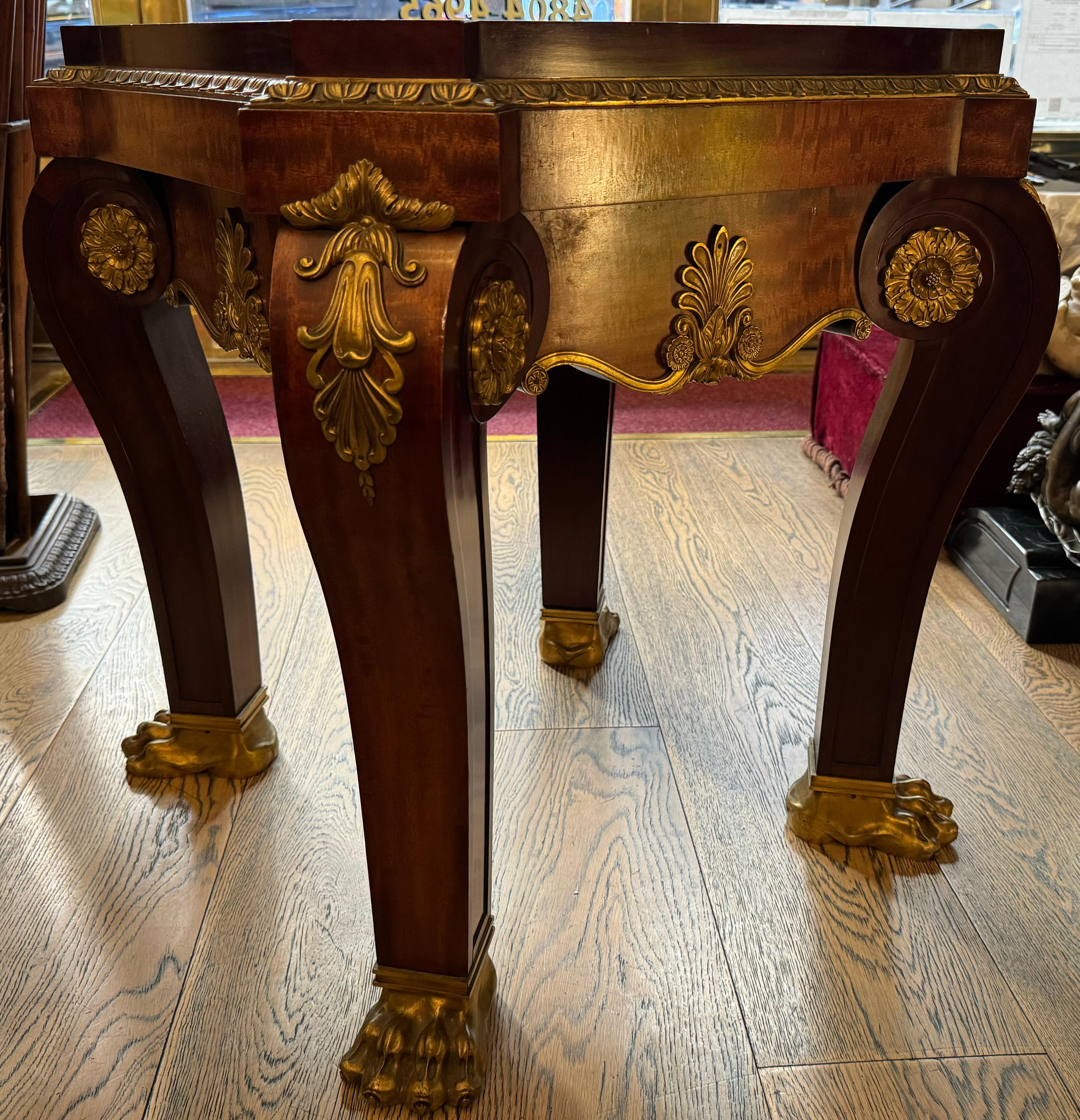 French Empire Bronze and Mahogany Marble Top Table  For Sale 8