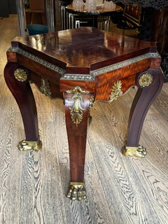 French Empire Bronze and Mahogany Marble Top Table