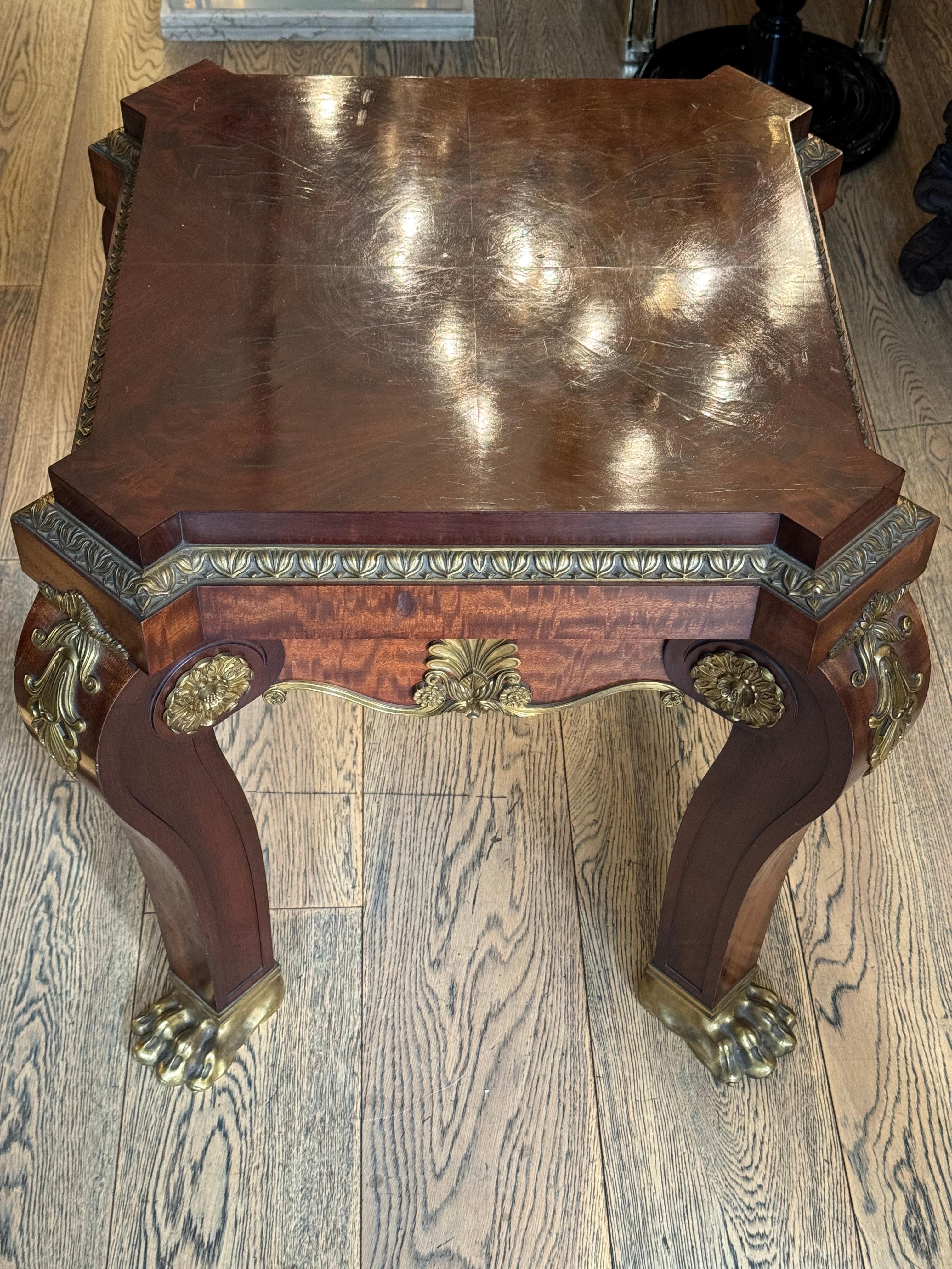 French Empire Bronze and Mahogany Marble Top Table  For Sale 1