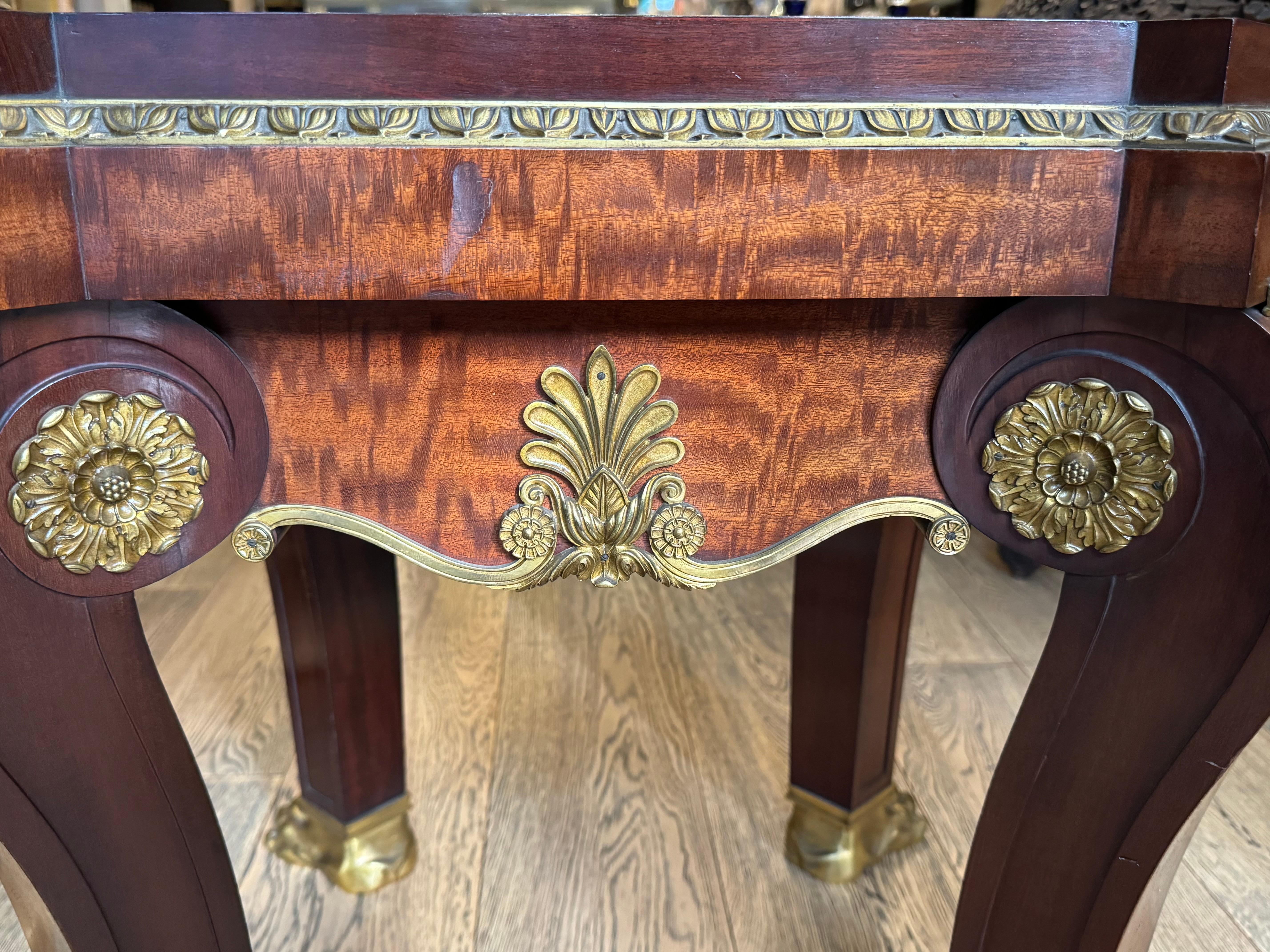 French Empire Bronze and Mahogany Marble Top Table  For Sale 4