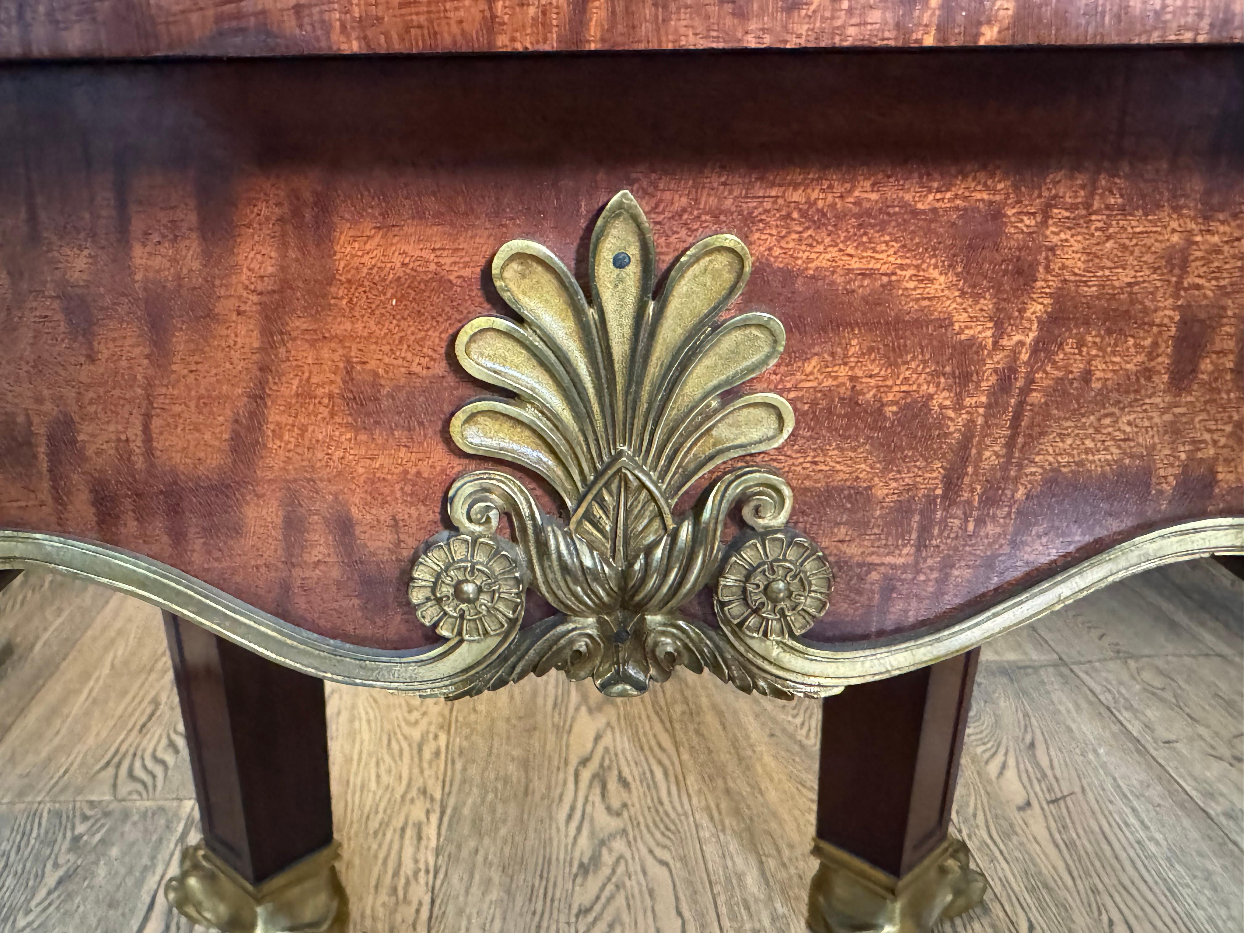 French Empire Bronze and Mahogany Marble Top Table  For Sale 5