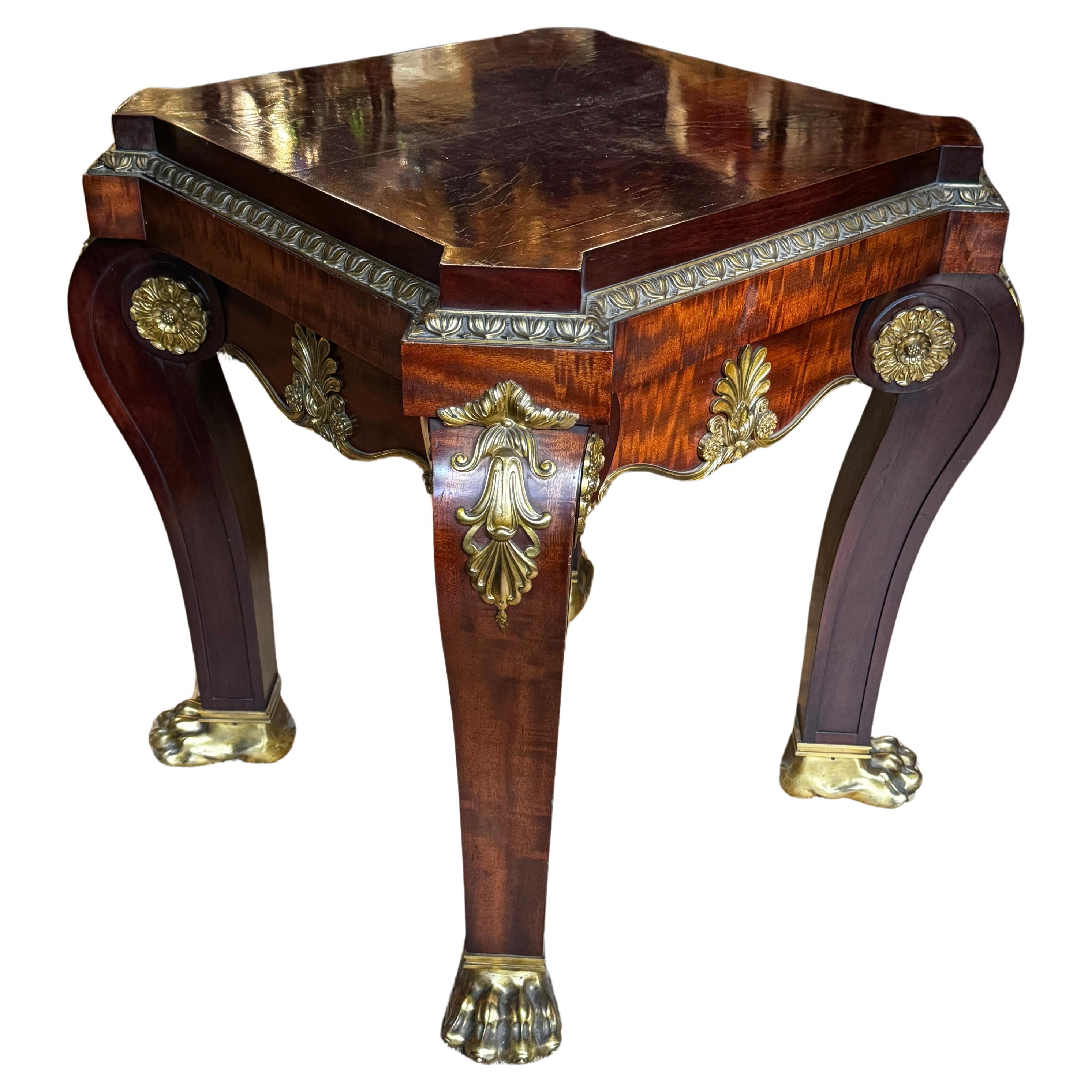 French Empire Bronze and Mahogany Marble Top Table  For Sale