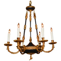 French Empire Bronze and Tole Chandelier