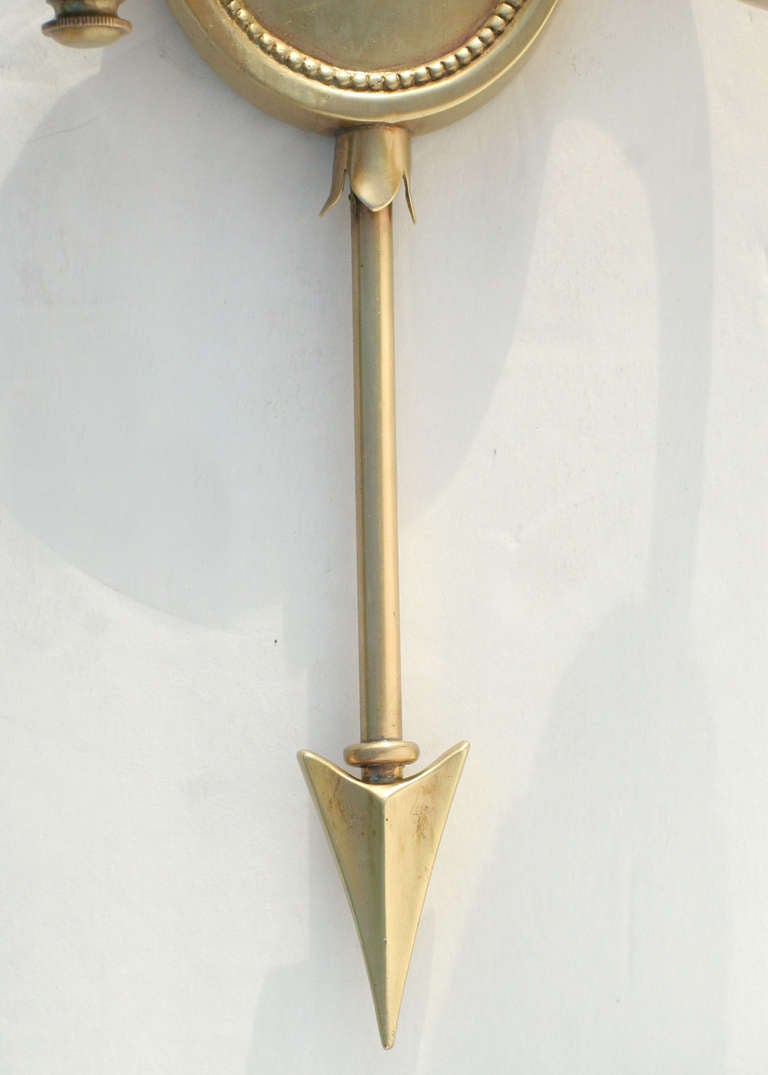 20th Century French Empire Duel Arm Bronze Arrow Sconce, Pair