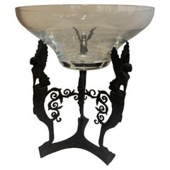 French Empire bronze centerpiece with a clear glass bowl