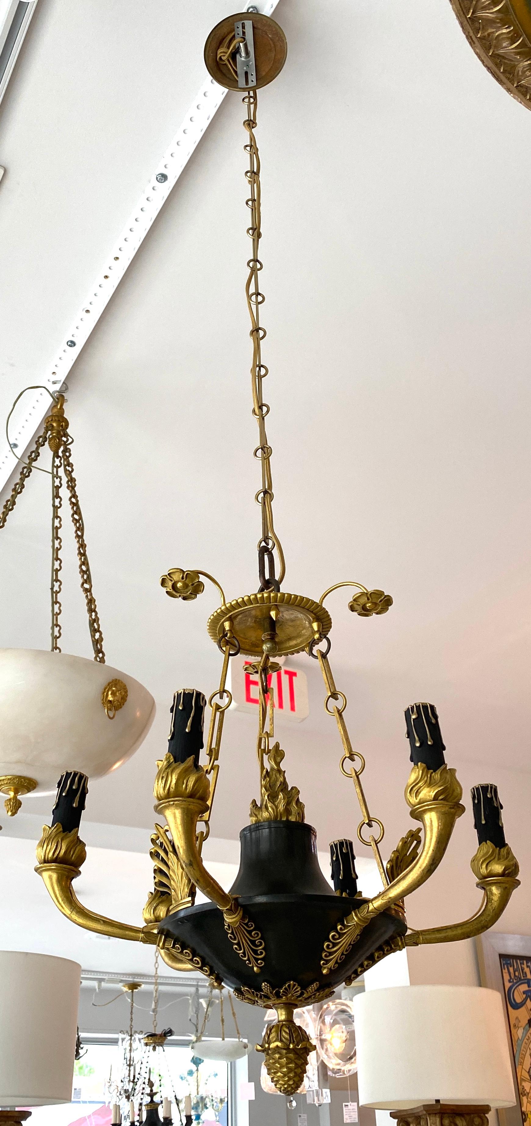 French Empire Bronze Chandelier For Sale 8