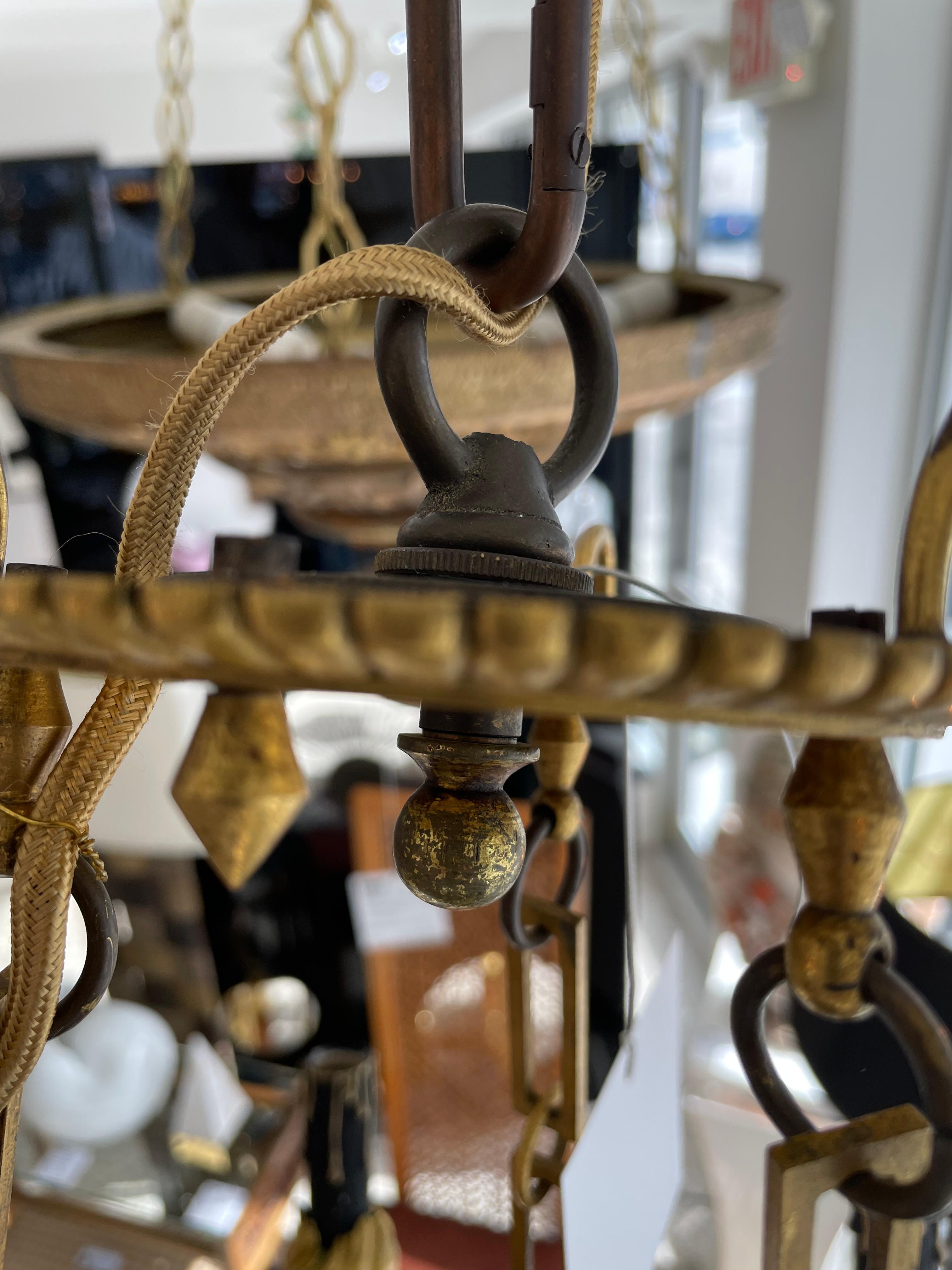 Lampadario francese Impero in bronzo in vendita 7