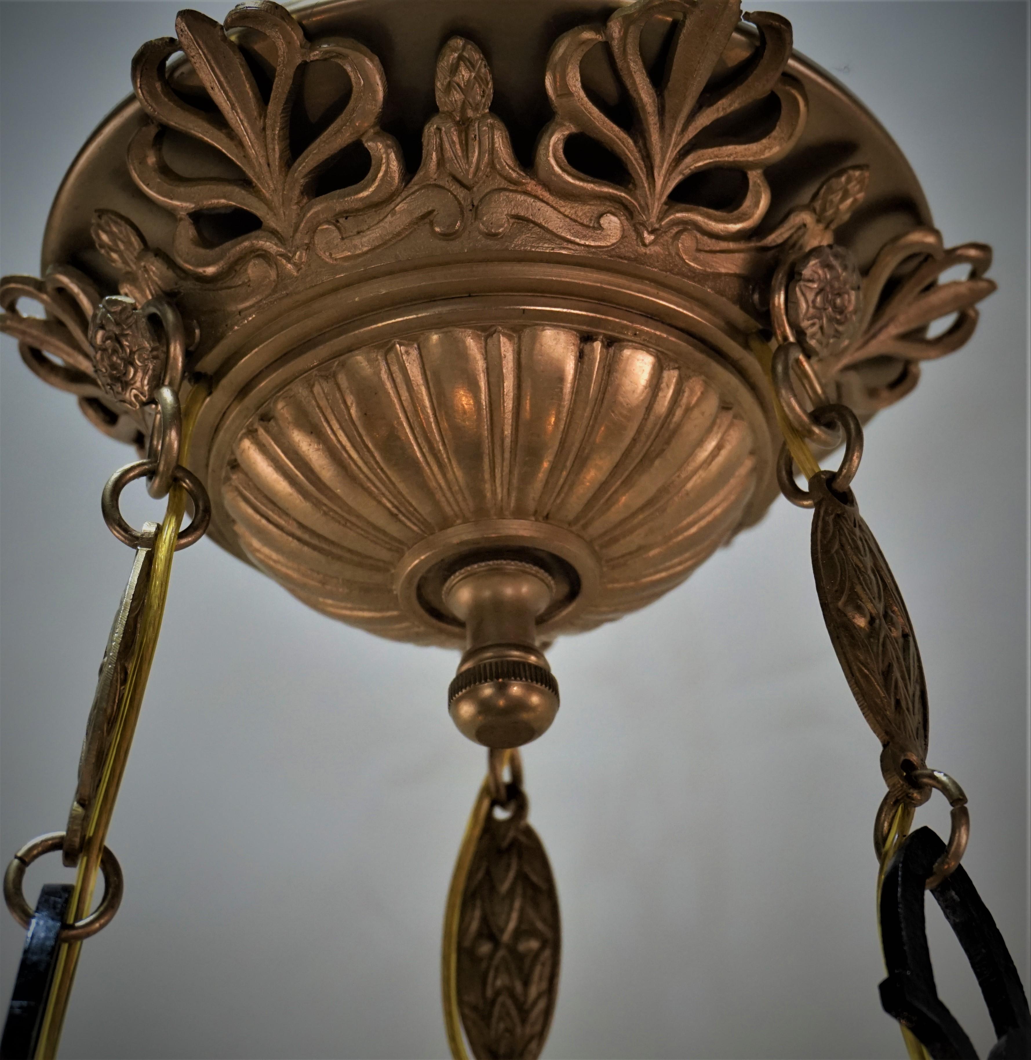 Lacquered French Empire Bronze Chandelier