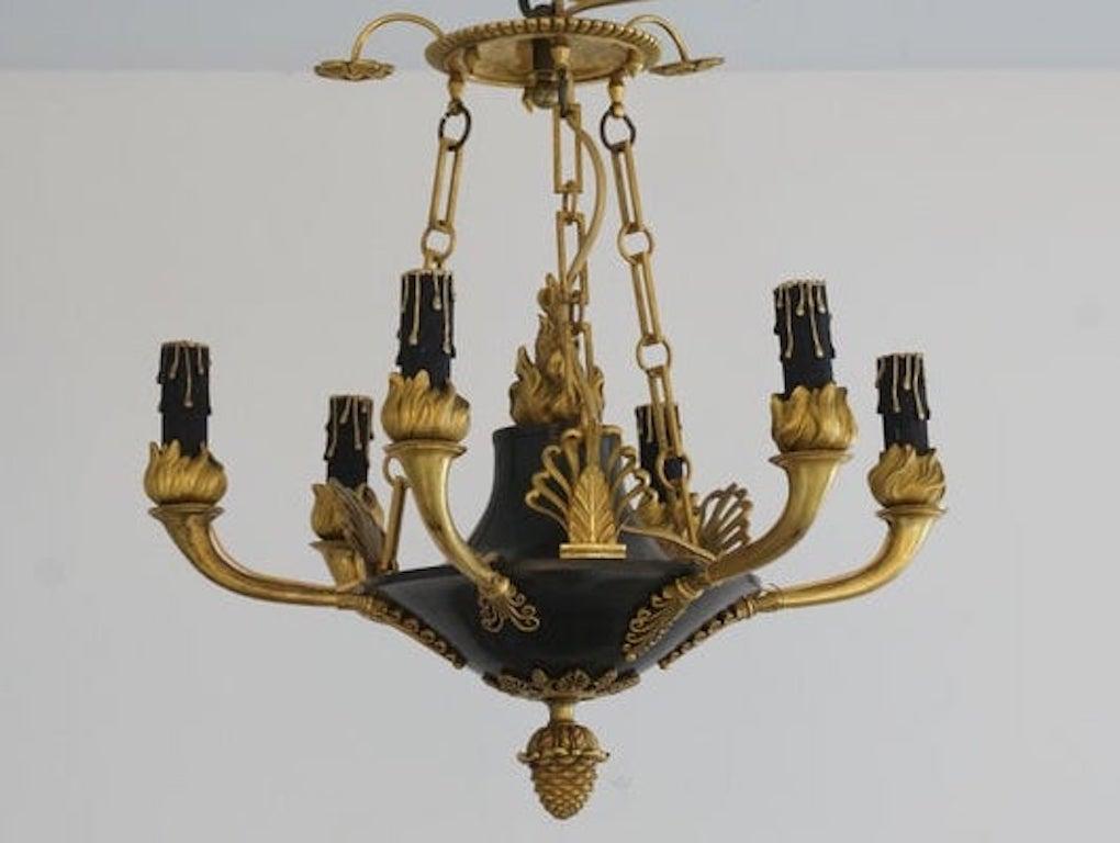 Cast French Empire Bronze Chandelier For Sale