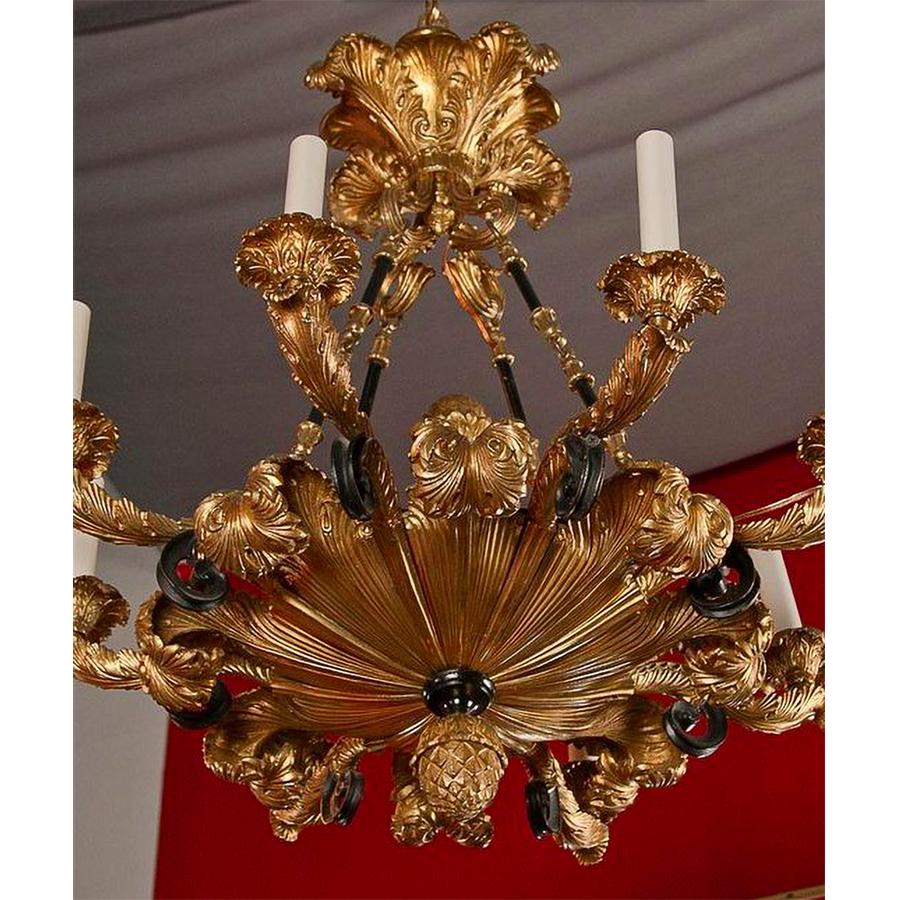 French Empire Bronze Chandelier In Good Condition For Sale In Westwood, NJ