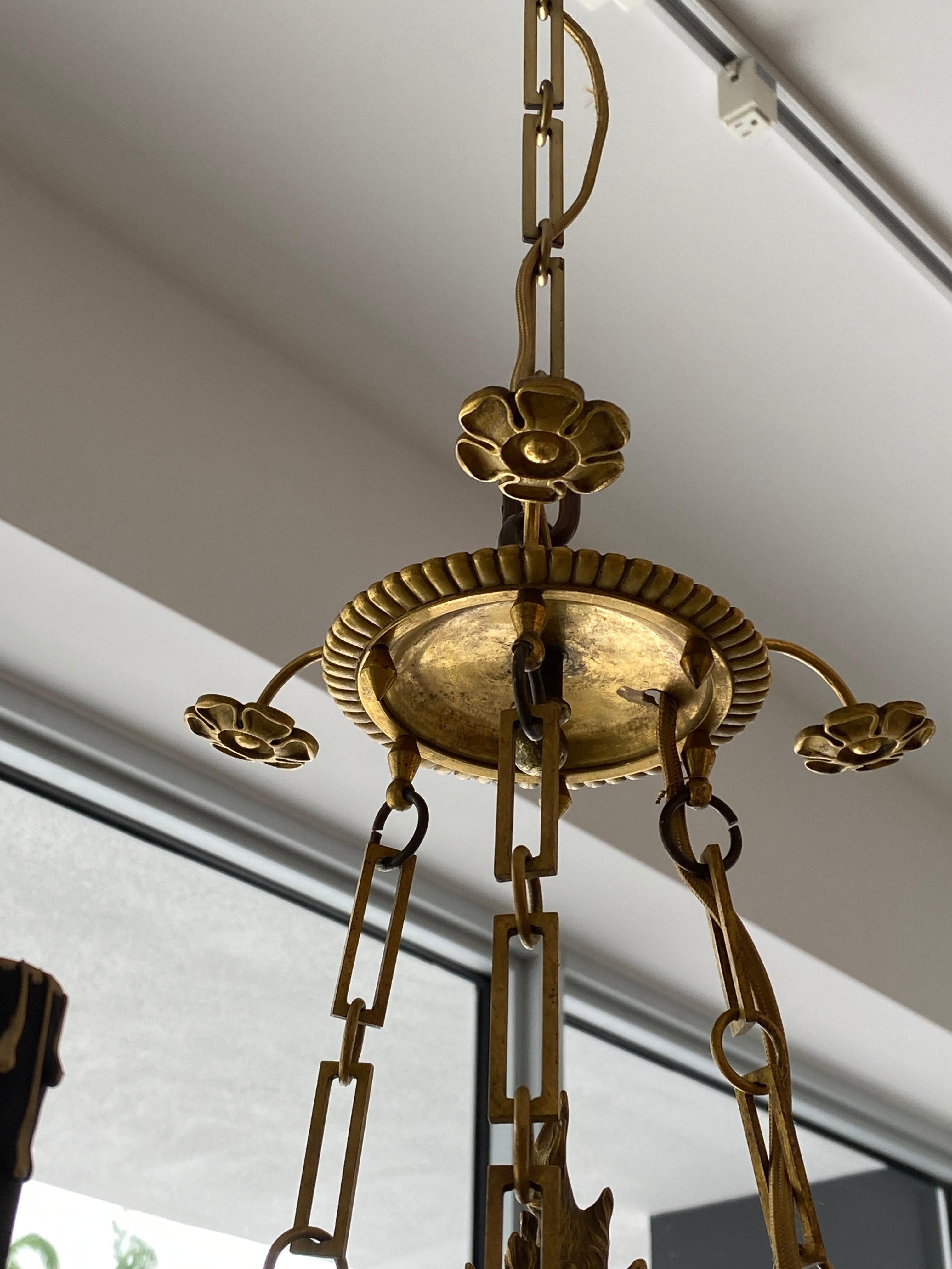 19th Century French Empire Bronze Chandelier For Sale