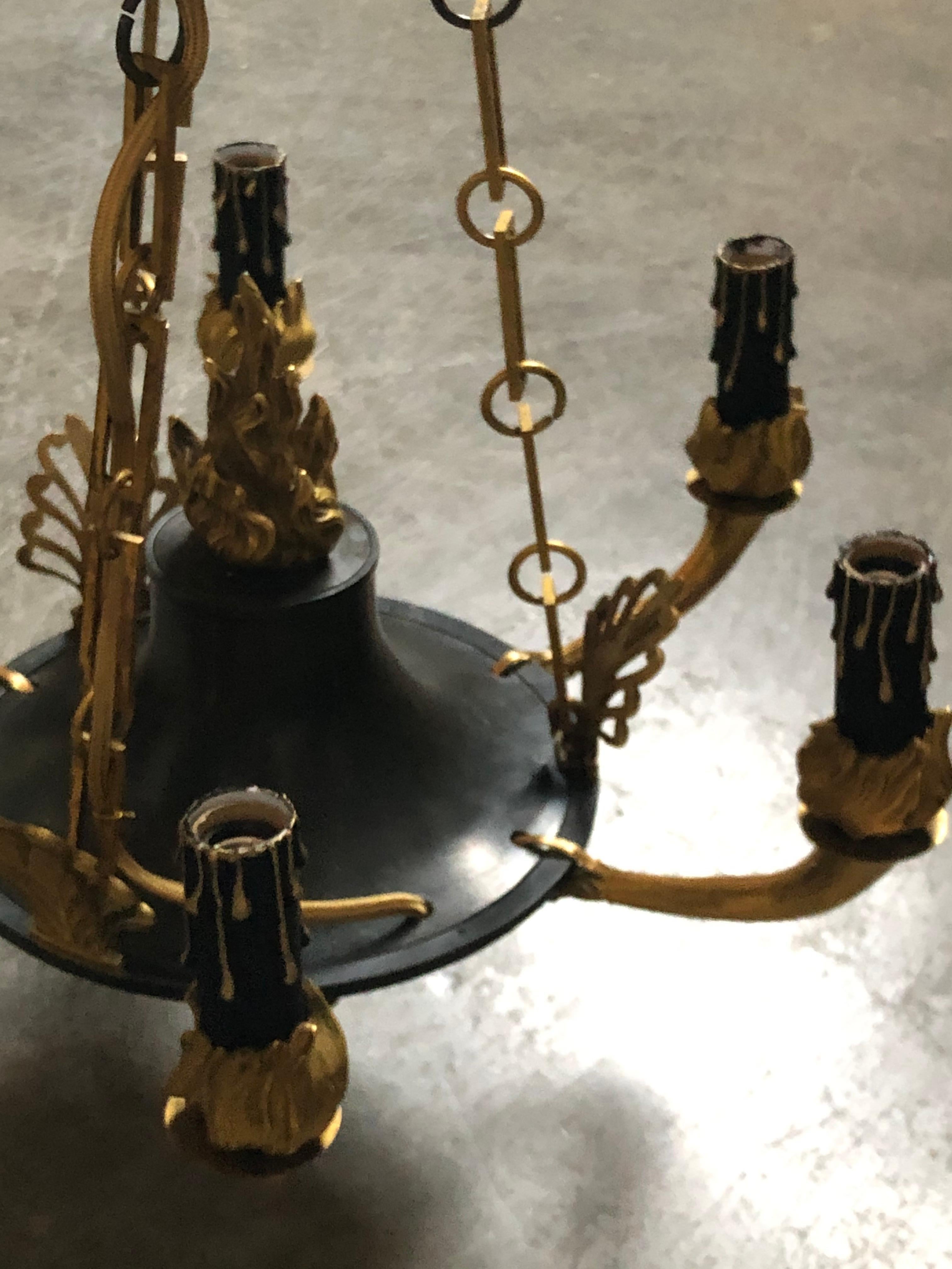 French Empire Bronze Chandelier For Sale 2