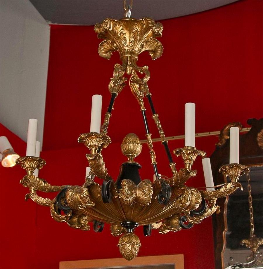 French Empire Bronze Chandelier For Sale 2