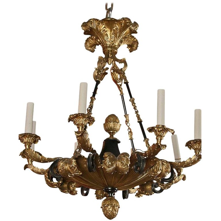 French Empire Bronze Chandelier For Sale at 1stDibs