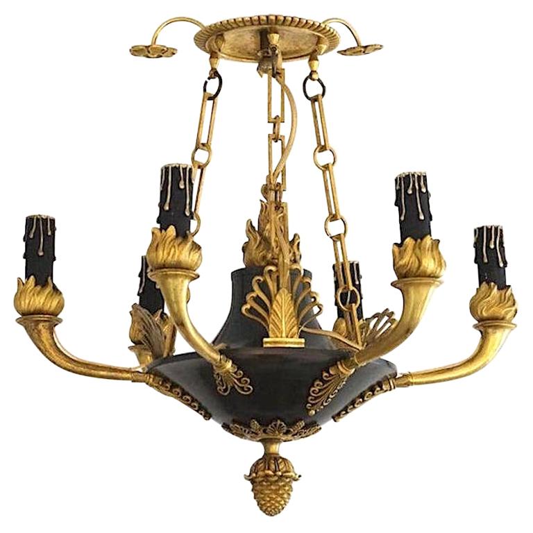 French Empire Bronze Chandelier For Sale