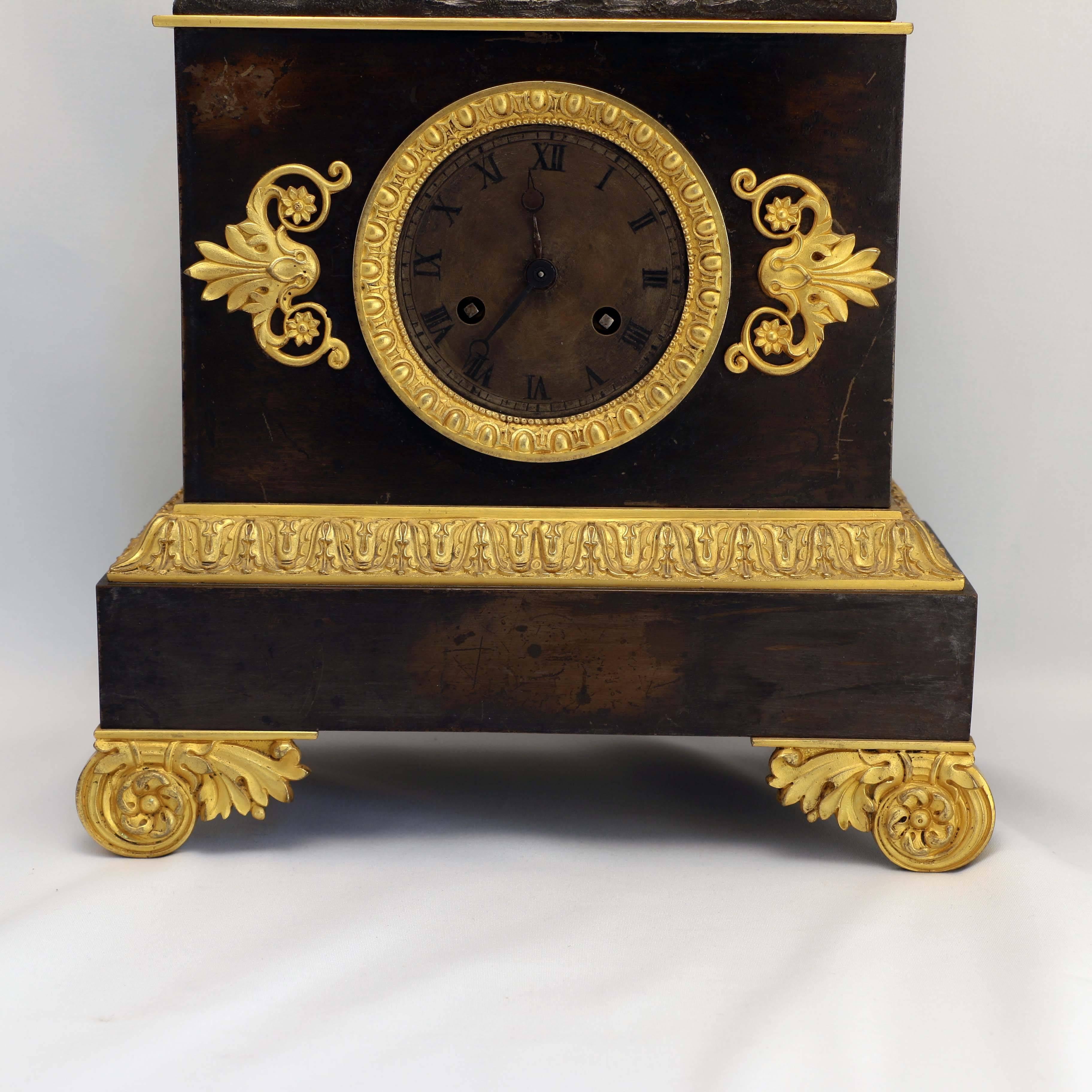 19th Century French Empire Bronze Clock