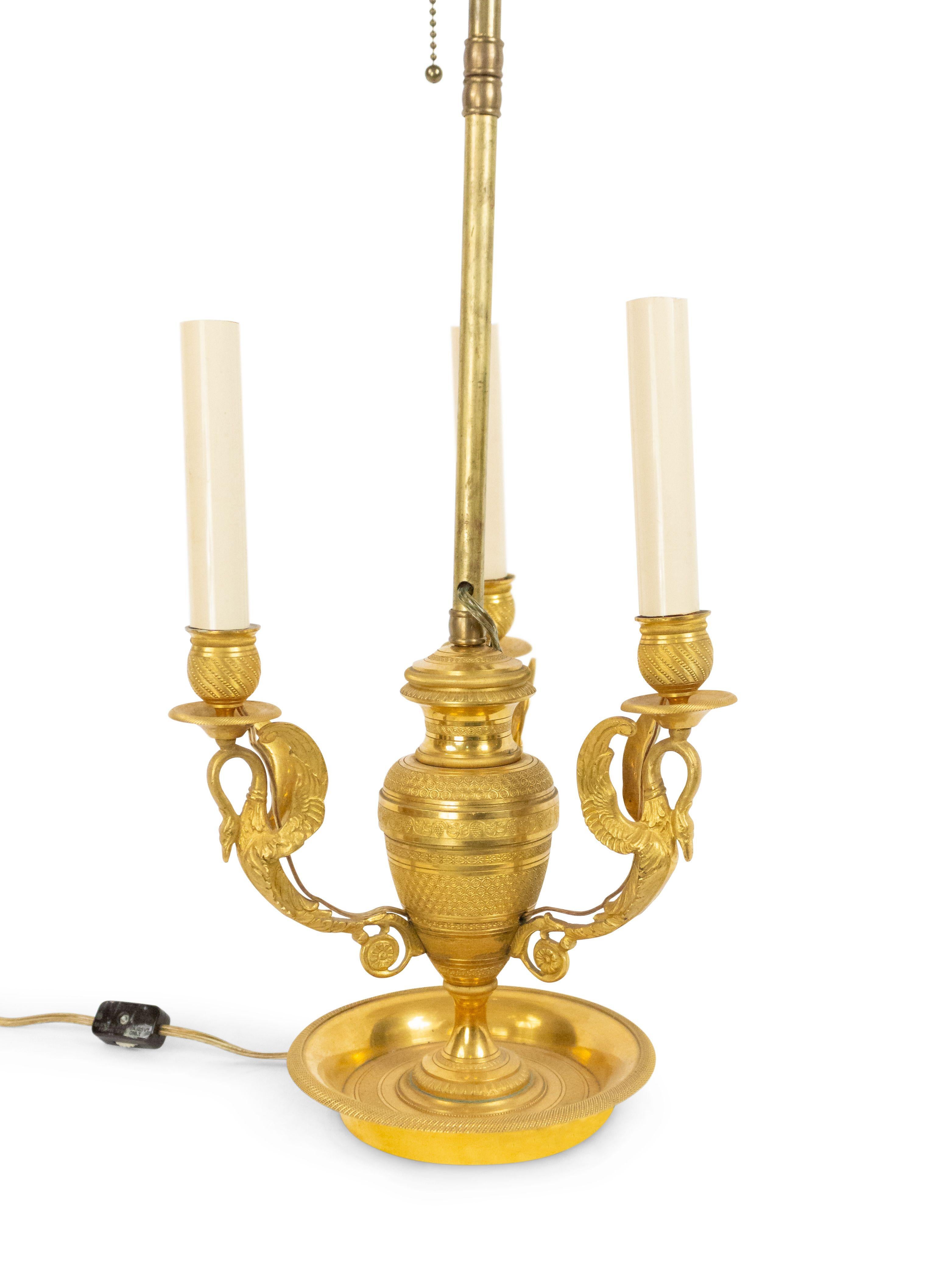 French Empire Bronze Dore Table Lamp In Good Condition For Sale In New York, NY