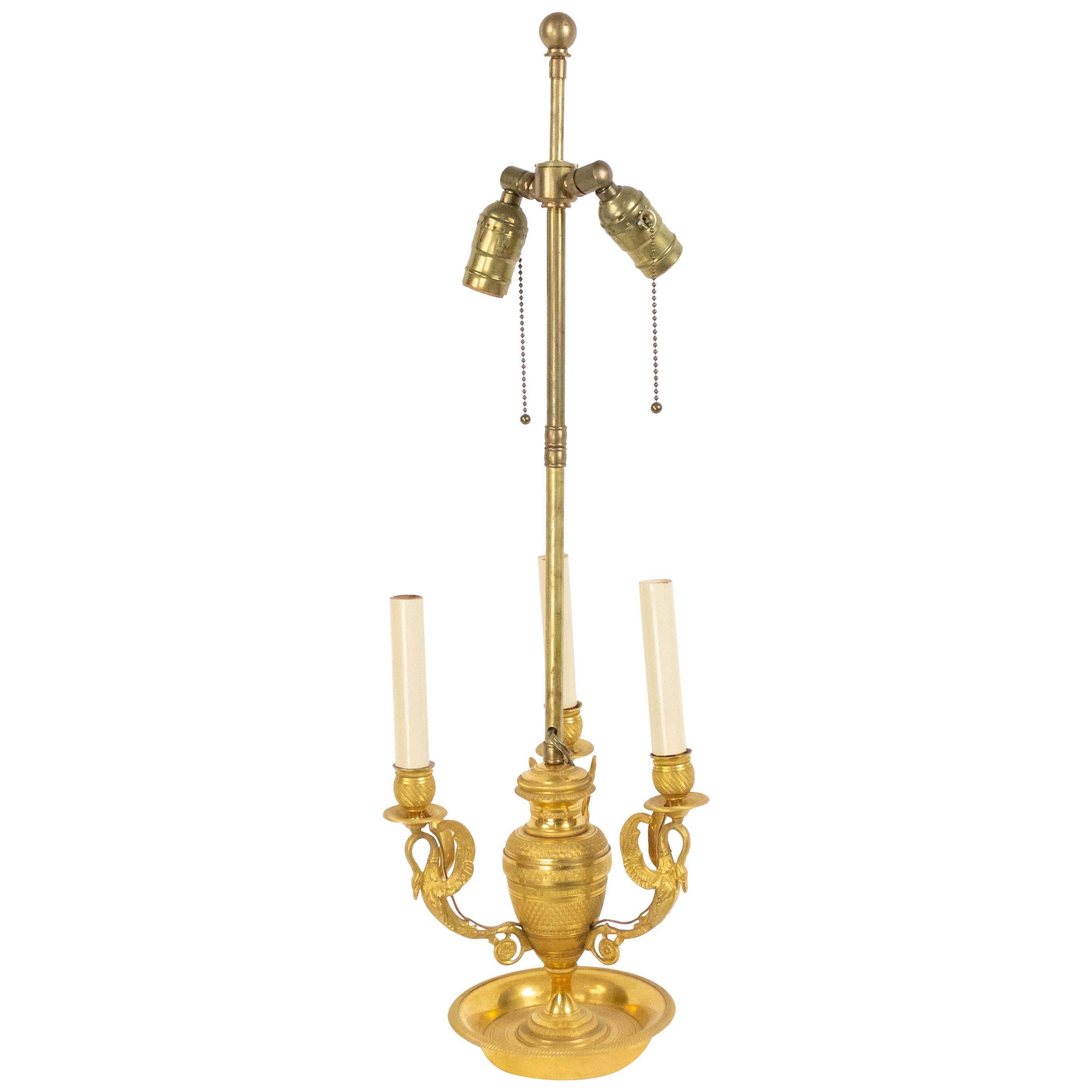 French Empire Bronze Dore Table Lamp For Sale