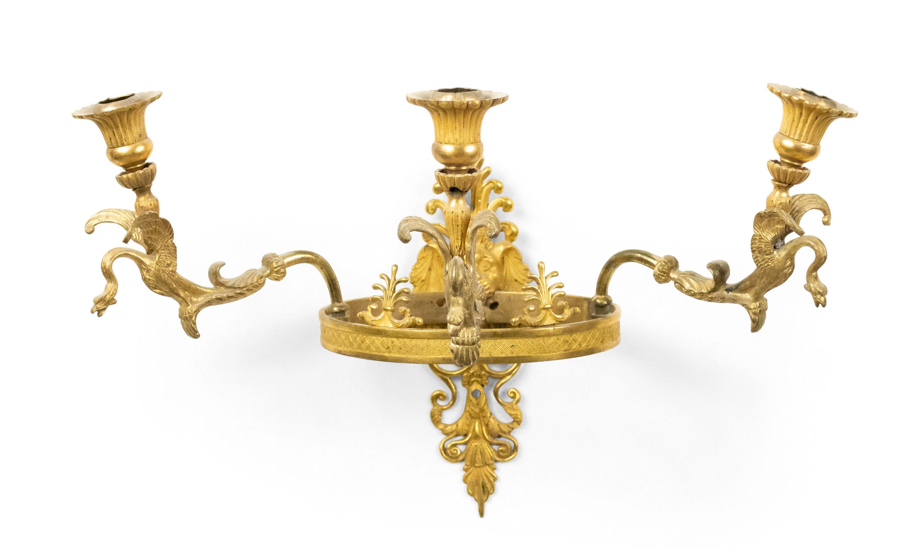 19th Century French Empire Bronze Doré Wall Sconce For Sale