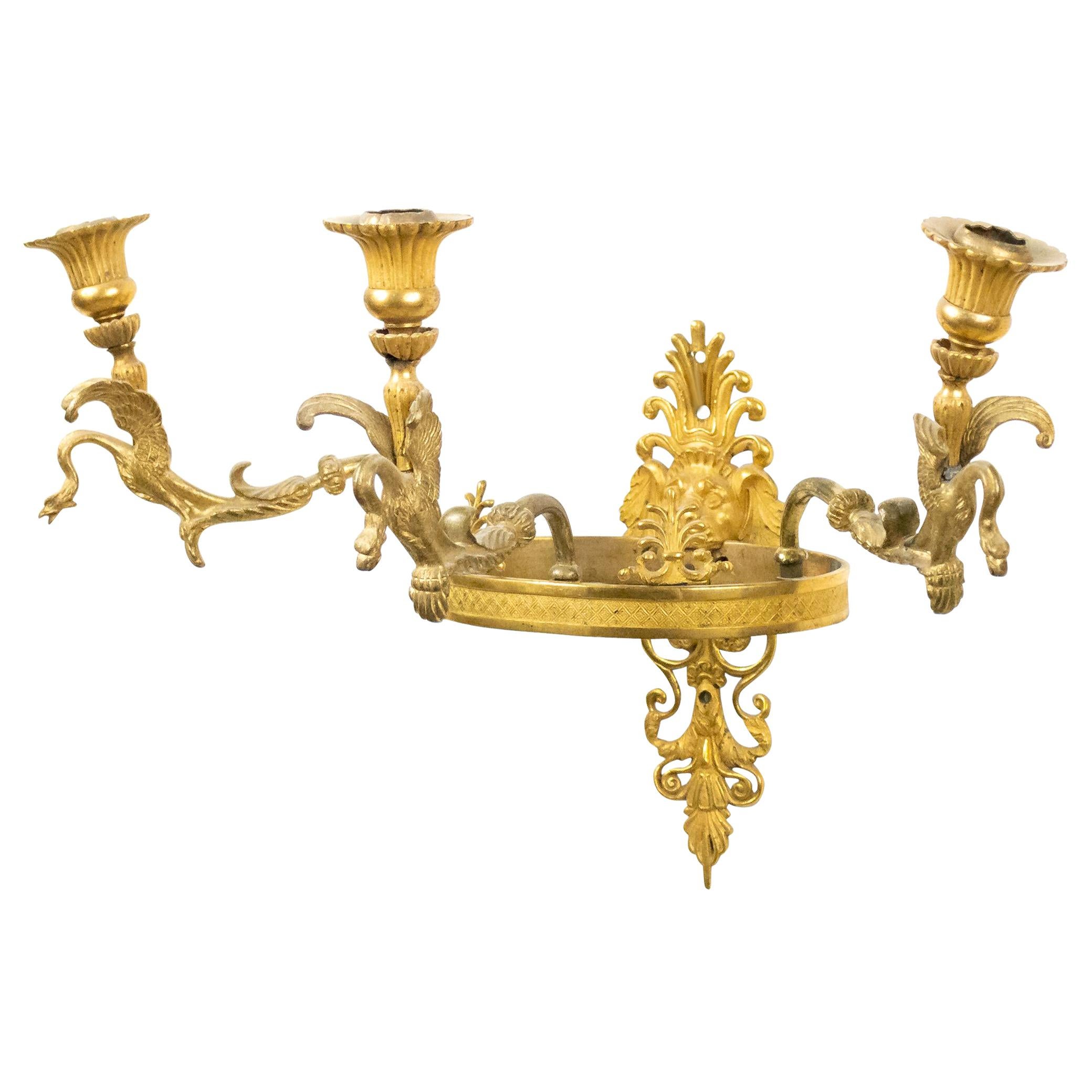 French Empire Bronze Doré Wall Sconce