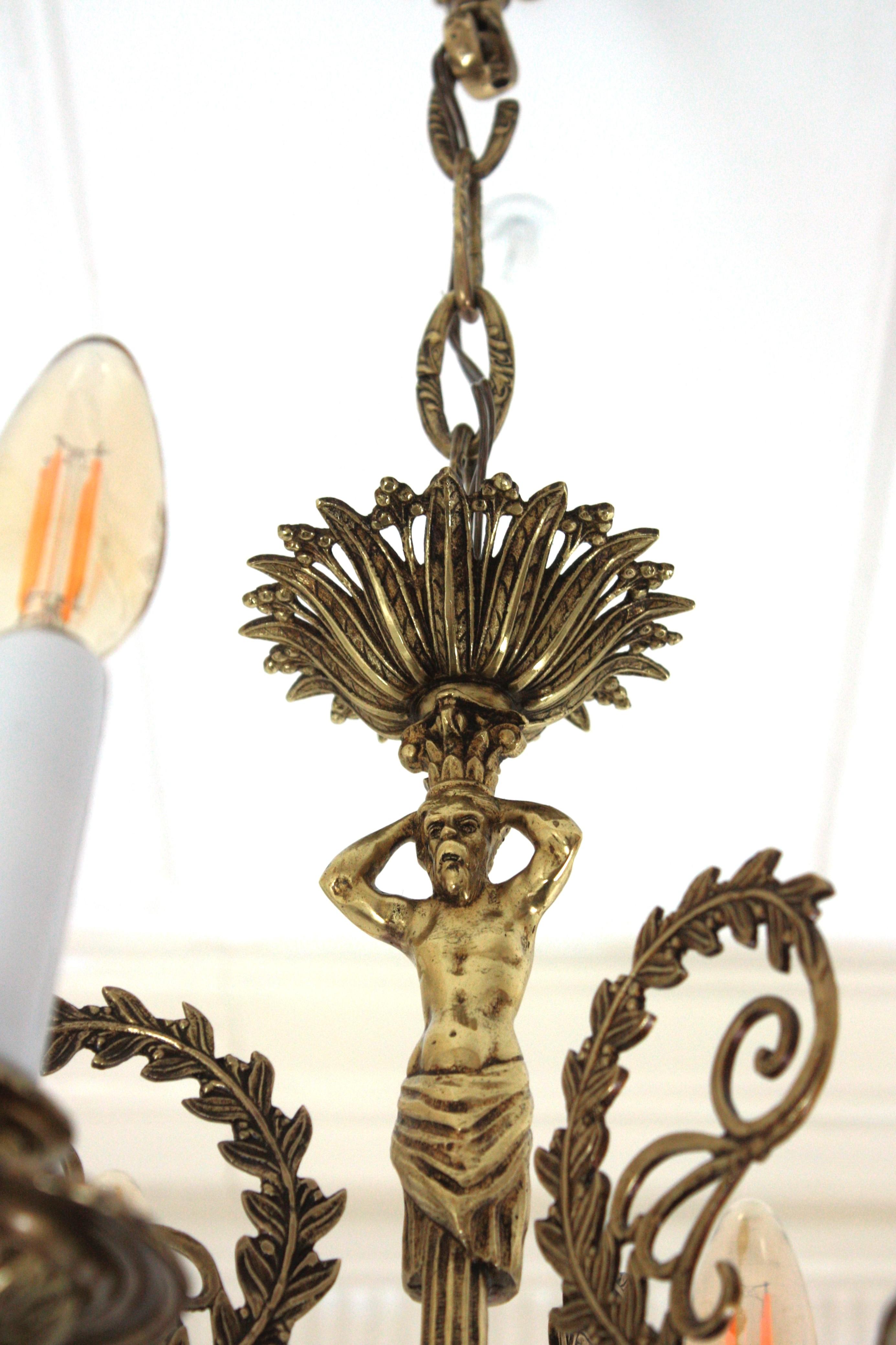 Empire Bronze Figural Swan Chandelier For Sale 13