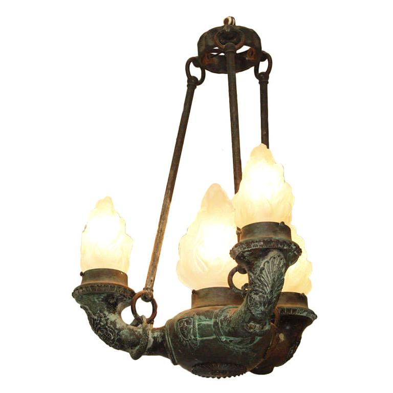French Empire Bronze Grand Tour Chandelier For Sale
