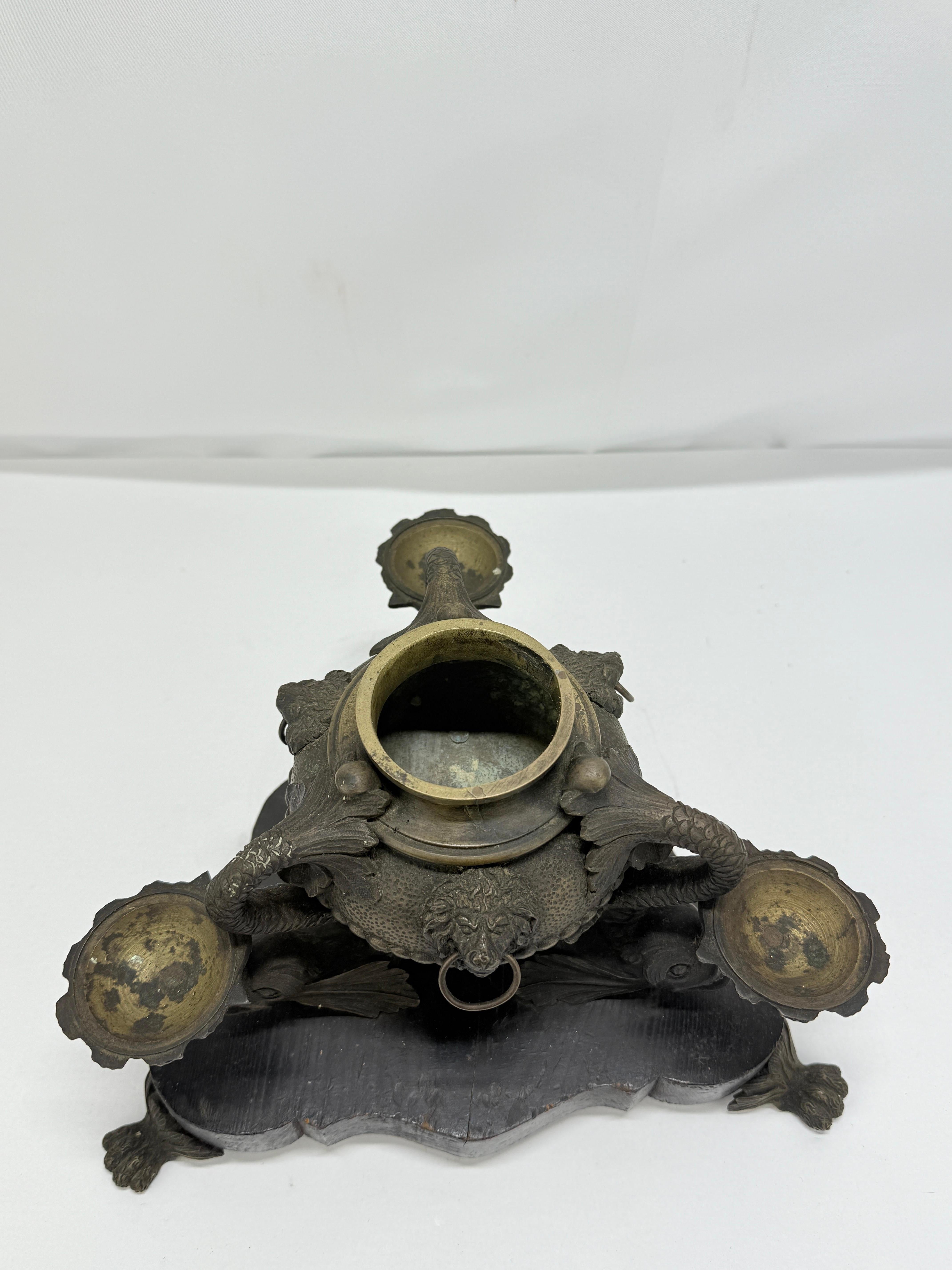 Encrier en bronze de l'Empire français d'après les lampes à huile romaines, c.1815-25 en vente 1