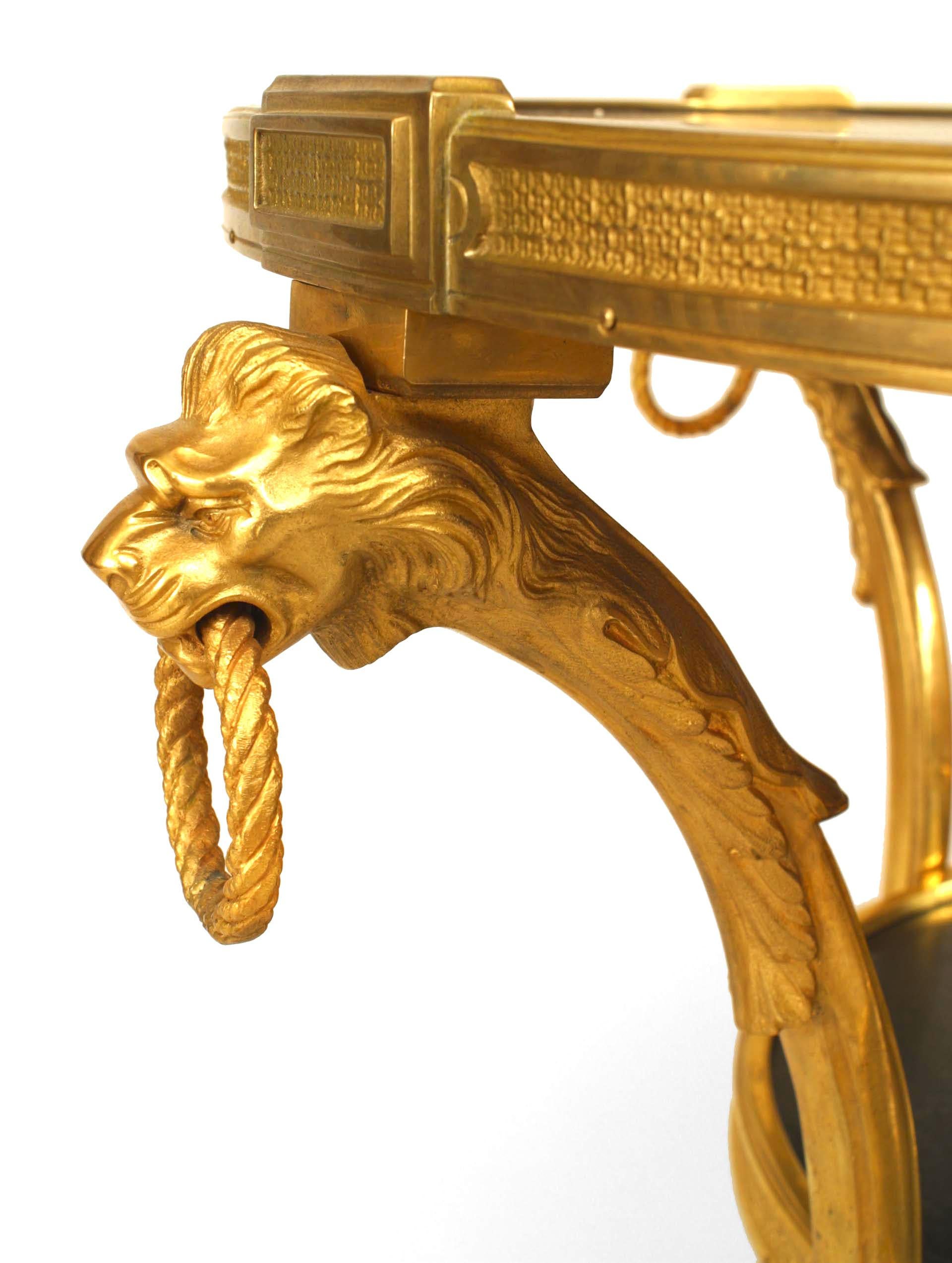 XIXe siècle Tables d'extrémité lion Empire français en bronze en vente