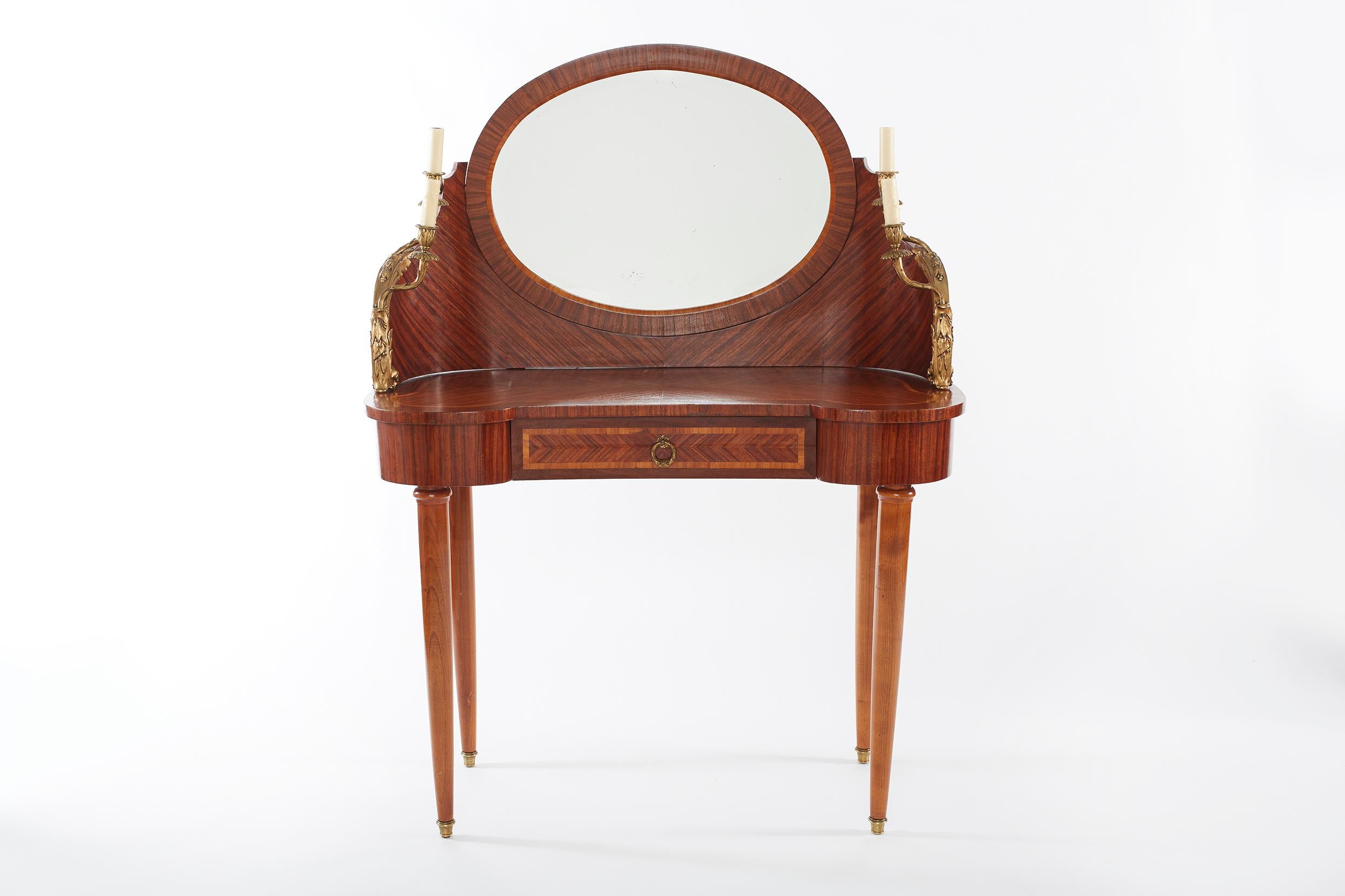 19th Century French Empire Bronze / Mahogany Vanity For Sale