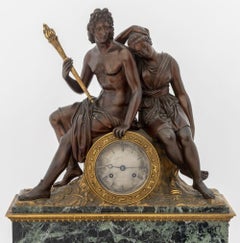 French Empire Bronze Marble Figural Clock, c. 1830