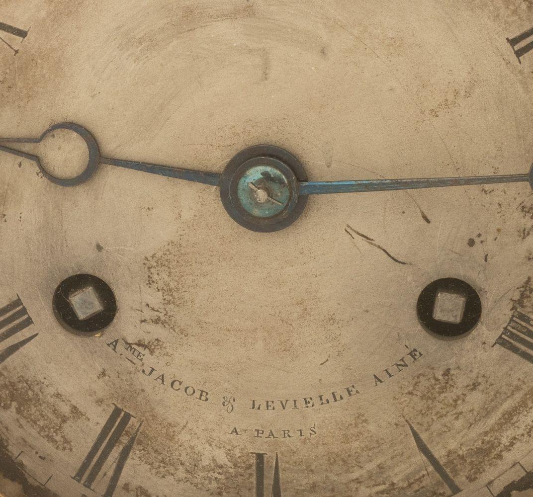 French Empire Bronze Marble Figural Clock, c. 1830 For Sale 1