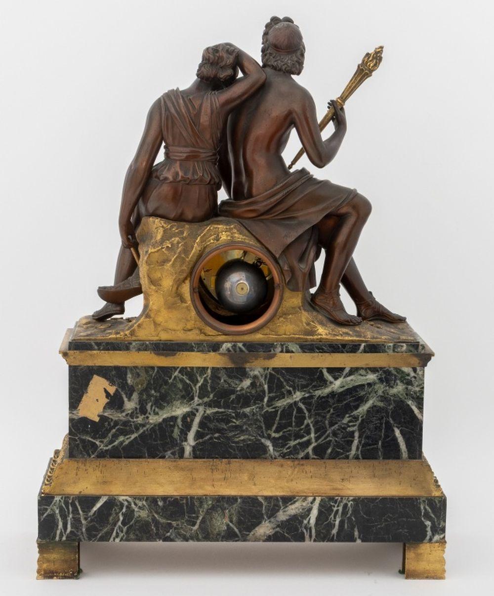 French Empire Bronze Marble Figural Clock, c. 1830 For Sale 4