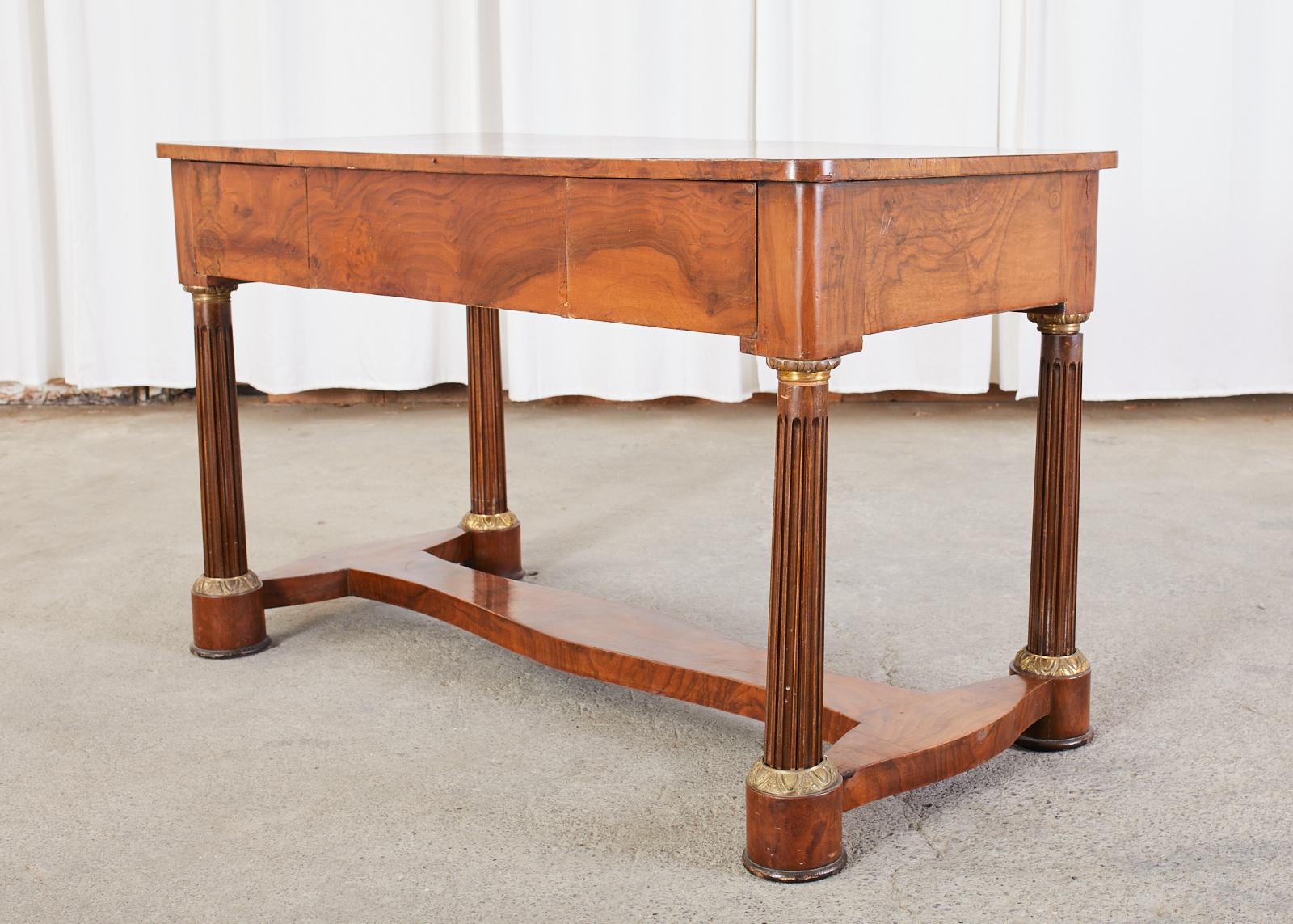 French Empire Bronze Mounted Walnut Library Table Desk 9