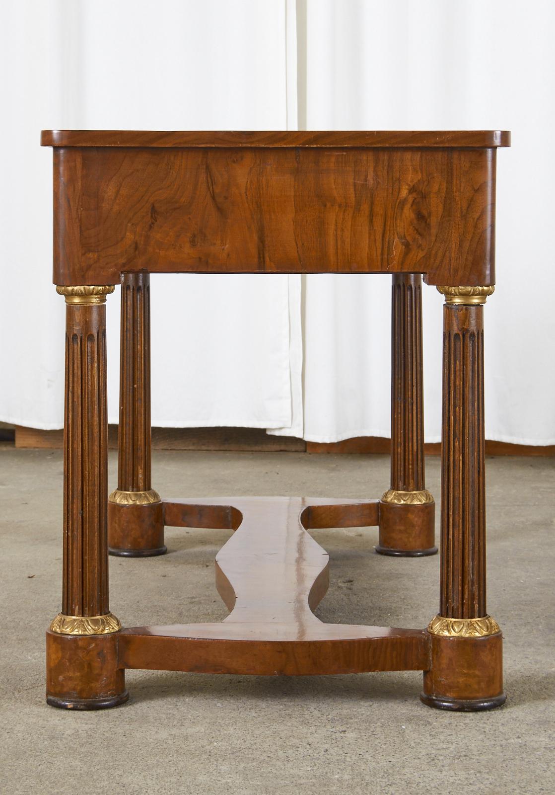 French Empire Bronze Mounted Walnut Library Table Desk In Fair Condition In Rio Vista, CA