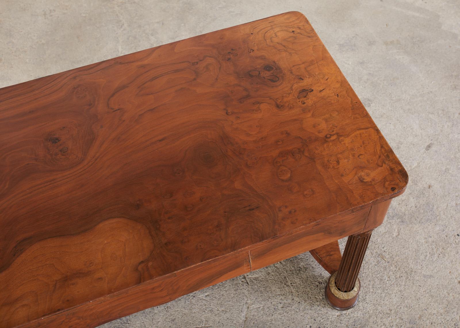 19th Century French Empire Bronze Mounted Walnut Library Table Desk