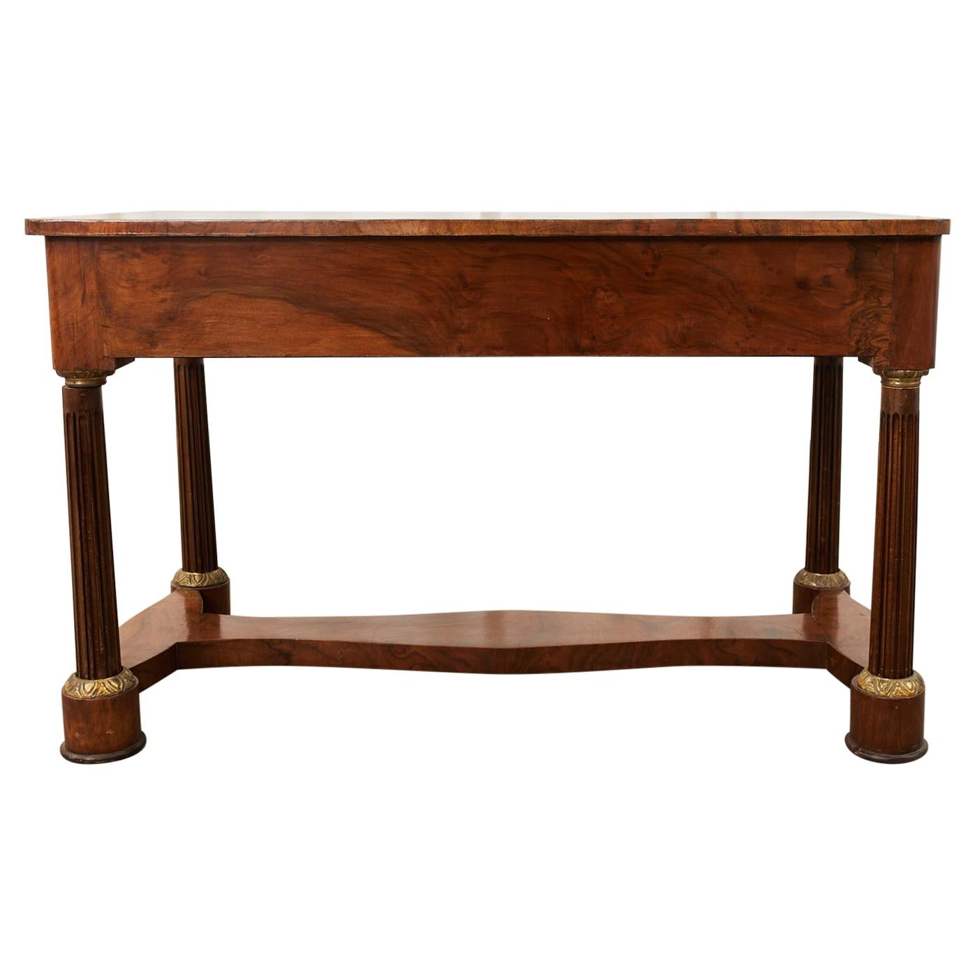 French Empire Bronze Mounted Walnut Library Table Desk