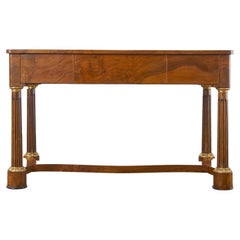 French Empire Bronze Mounted Walnut Library Table Desk