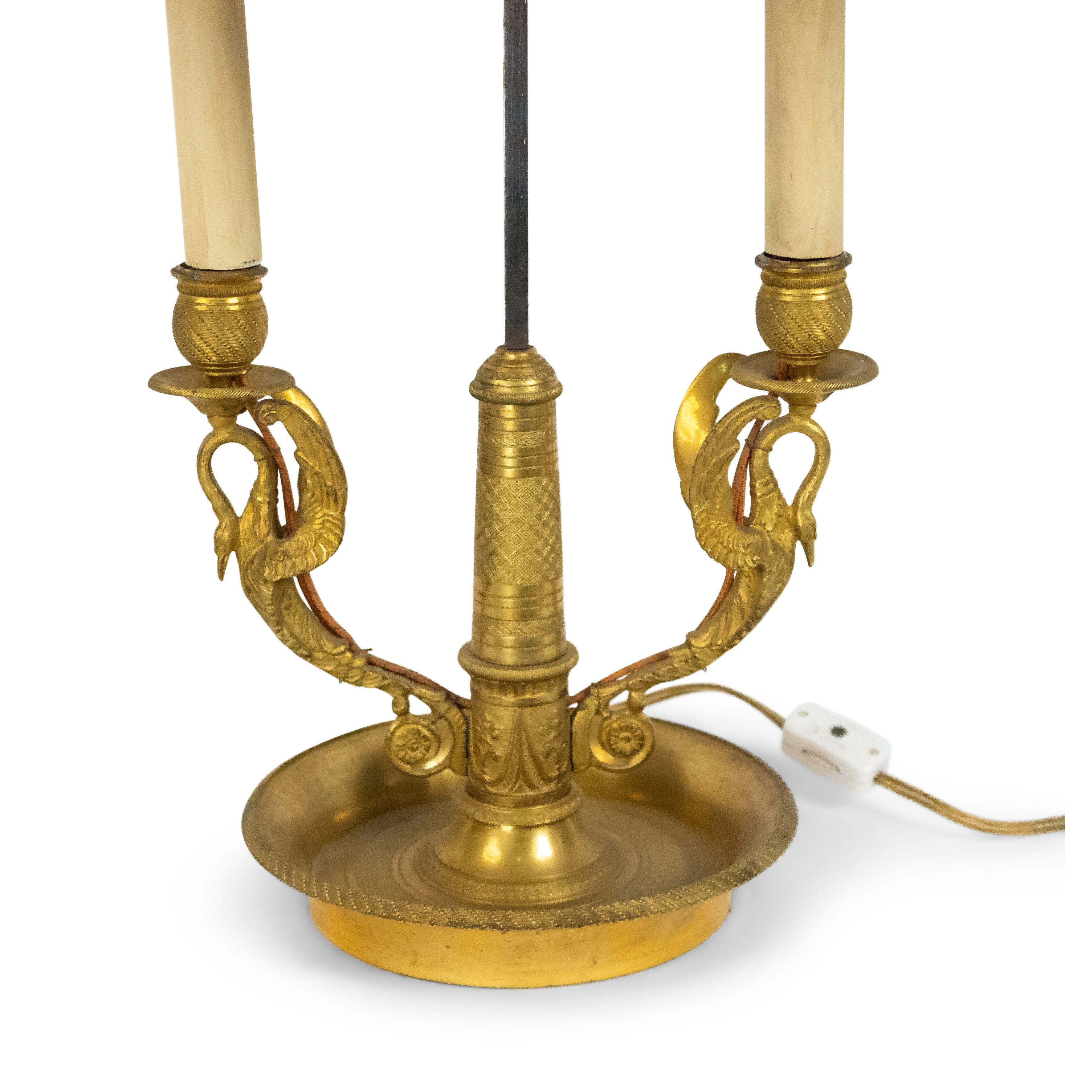 19th Century French Empire Bronze Swan Table Lamp For Sale