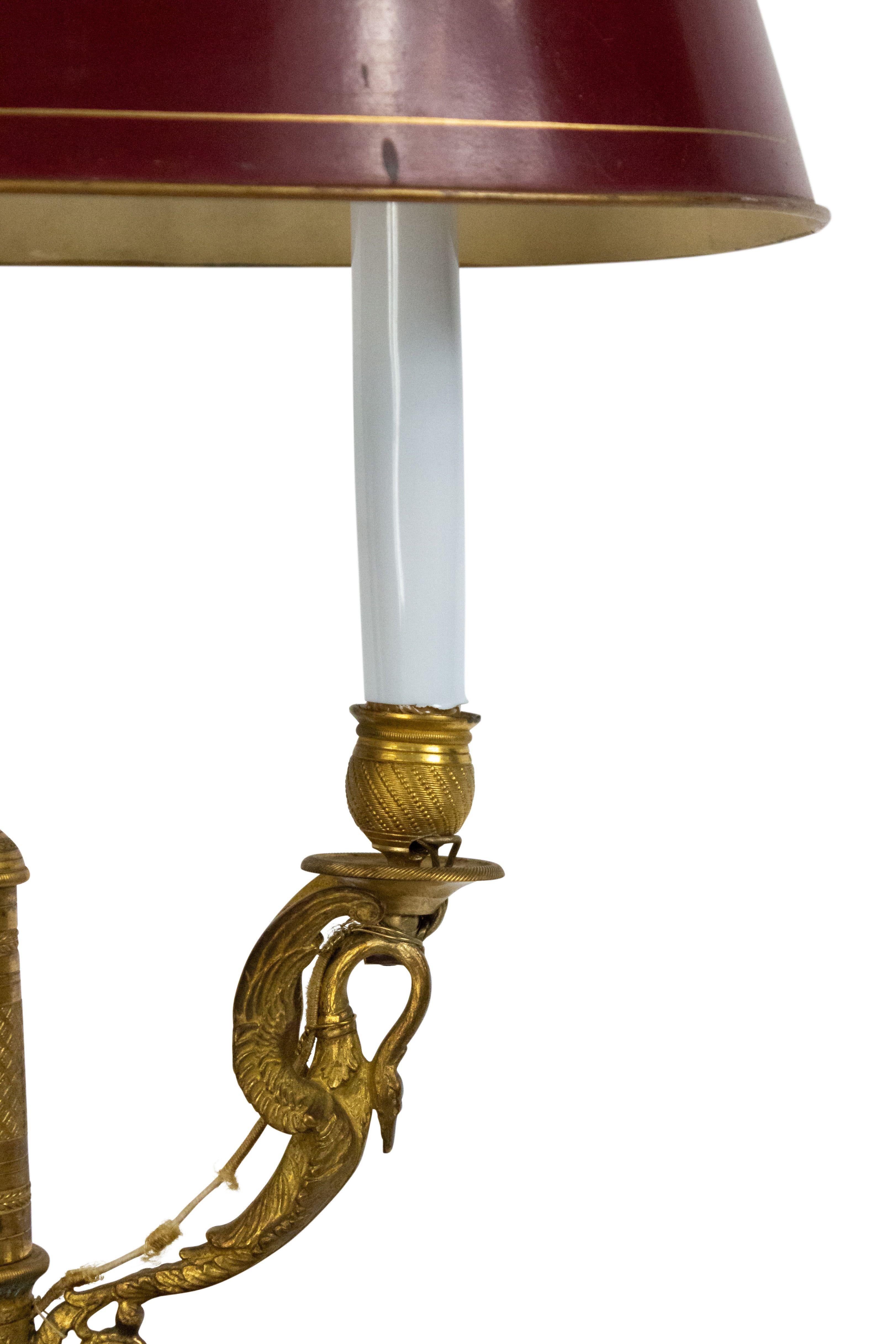 French Empire Bronze Swan Table Lamp For Sale 1