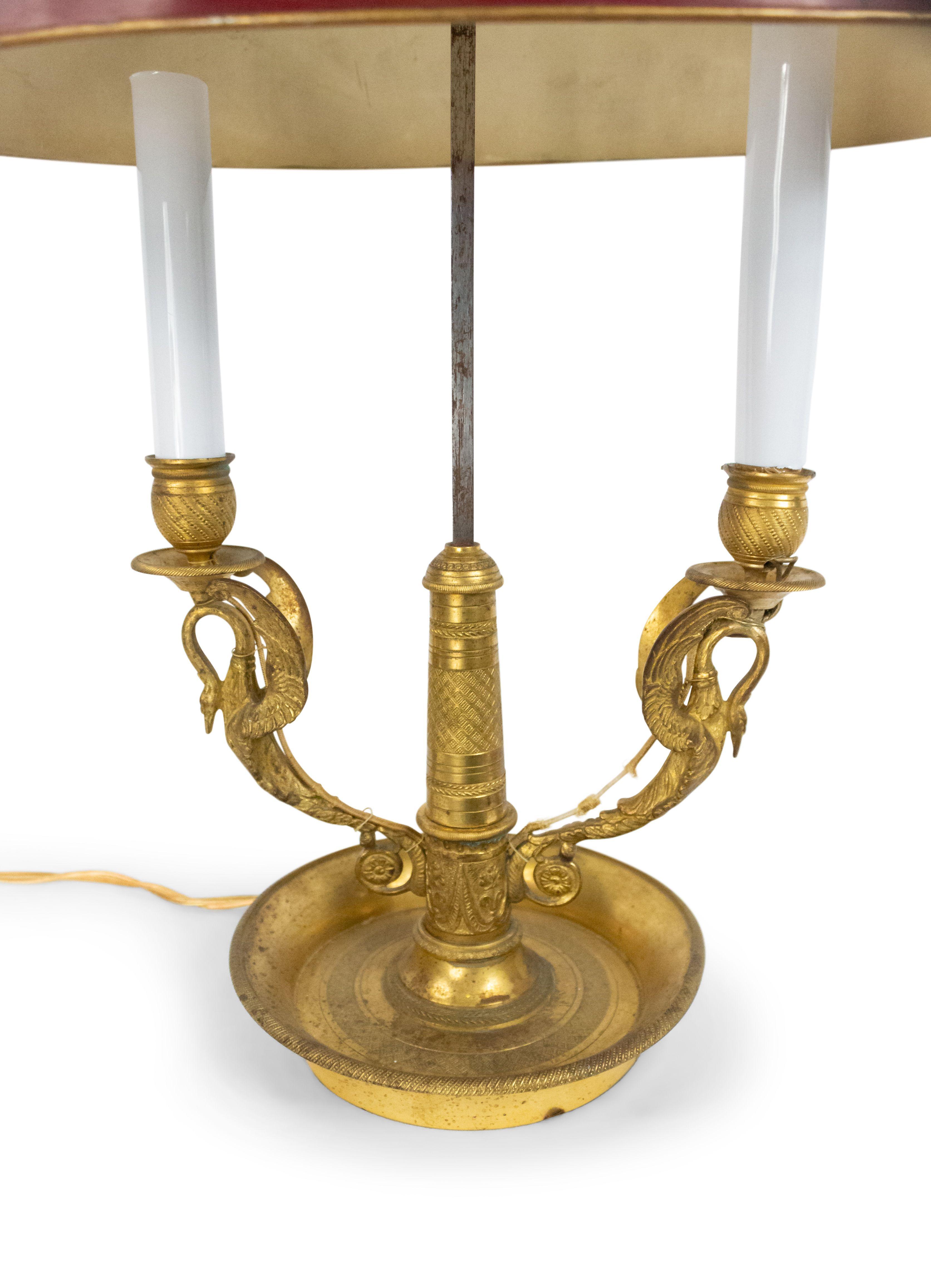 French Empire Bronze Swan Table Lamp For Sale 2