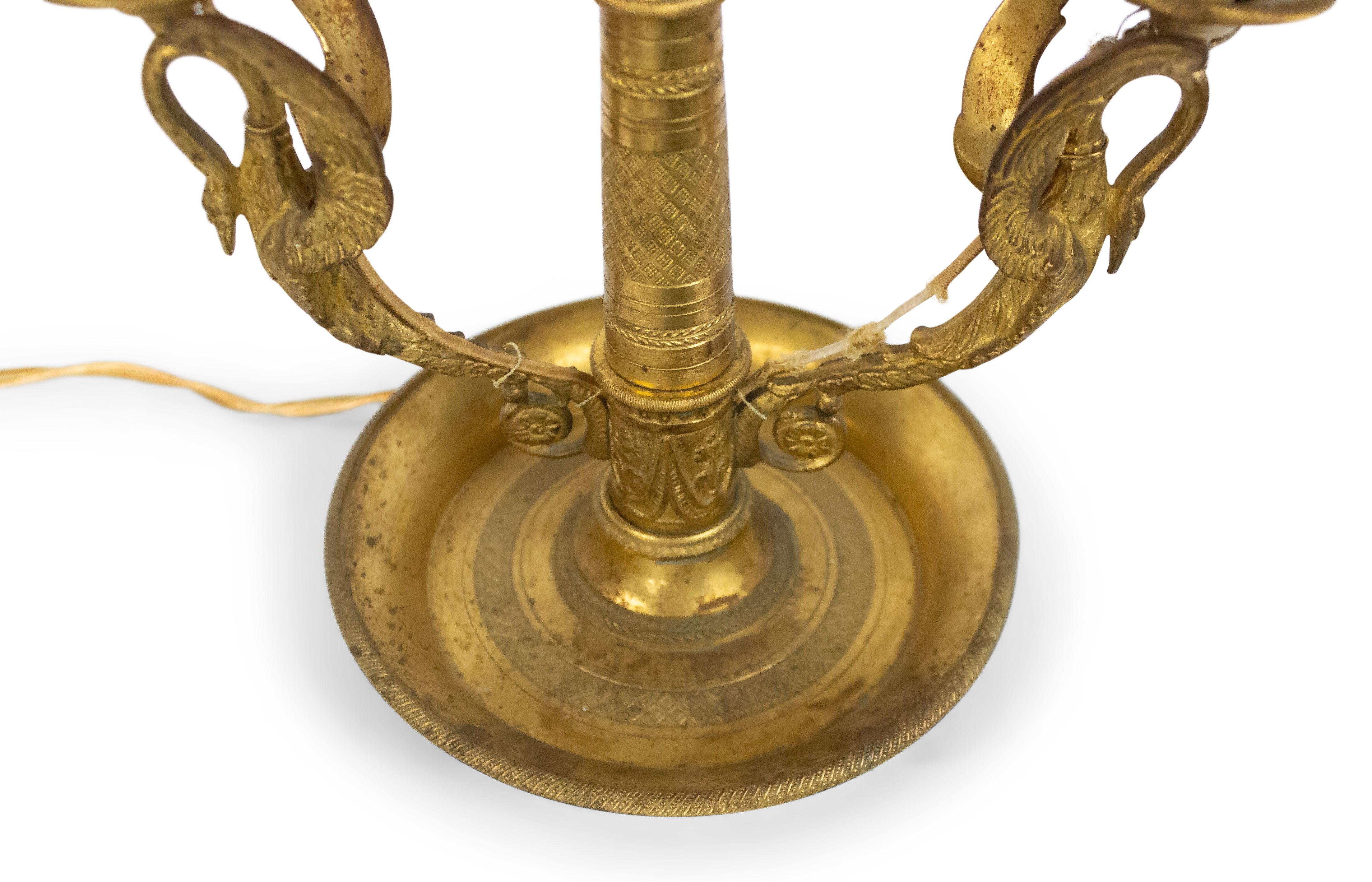 French Empire Bronze Schwan Tischlampe im Angebot 3