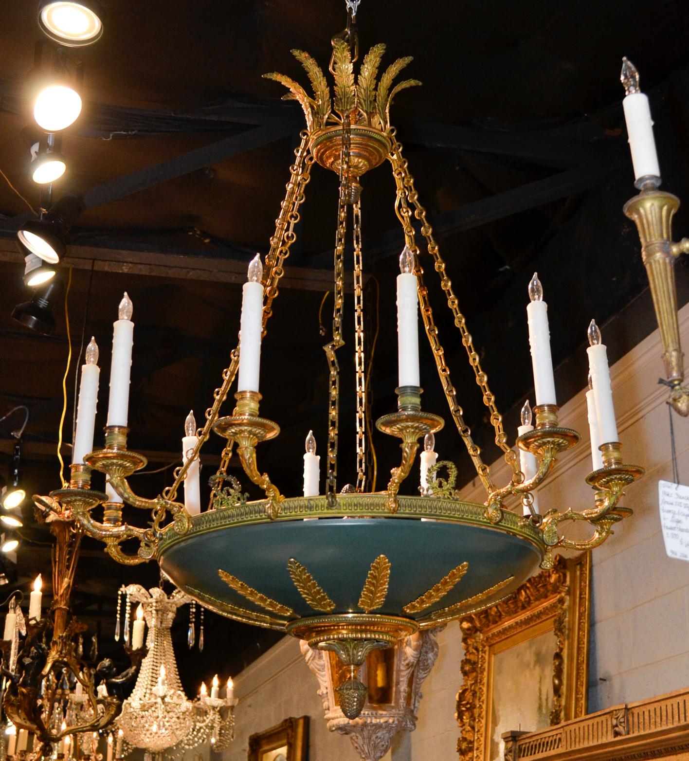 French Empire Bronze and Tole Chandelier 3