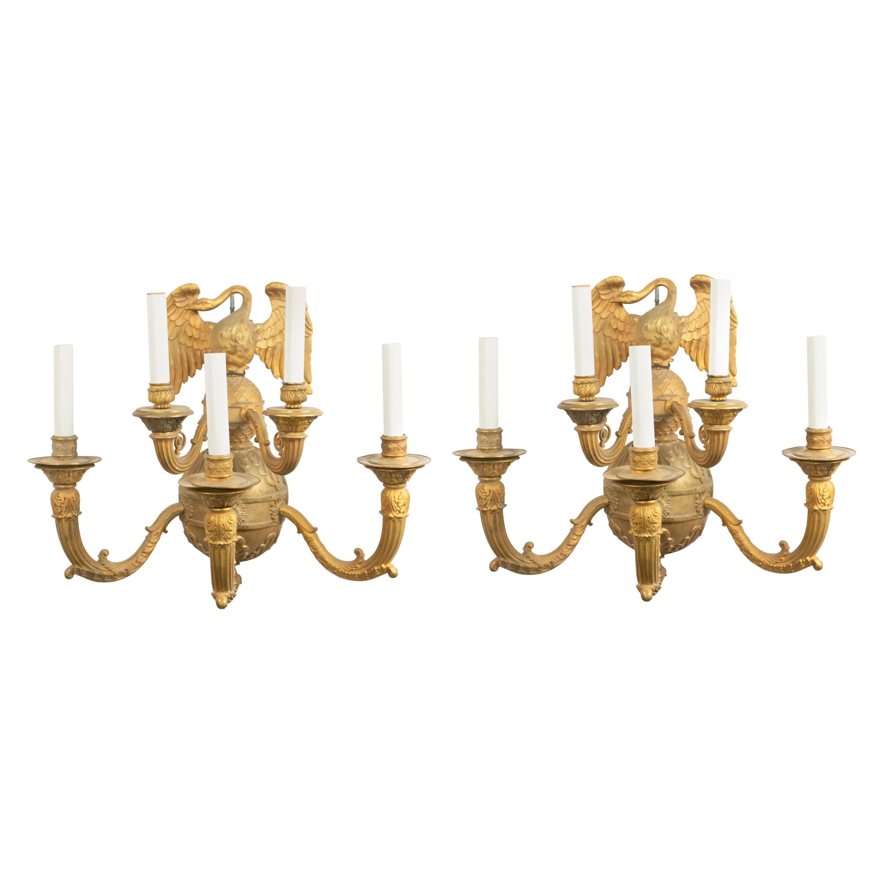 French Empire Bronze Wall Sconces For Sale